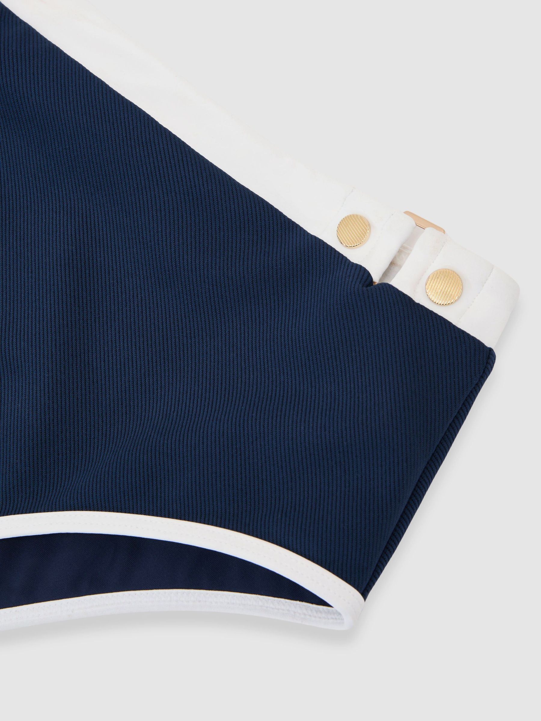 Textured Colour-Block Bikini Bottoms in Navy/Ivory - Image 6 of 6