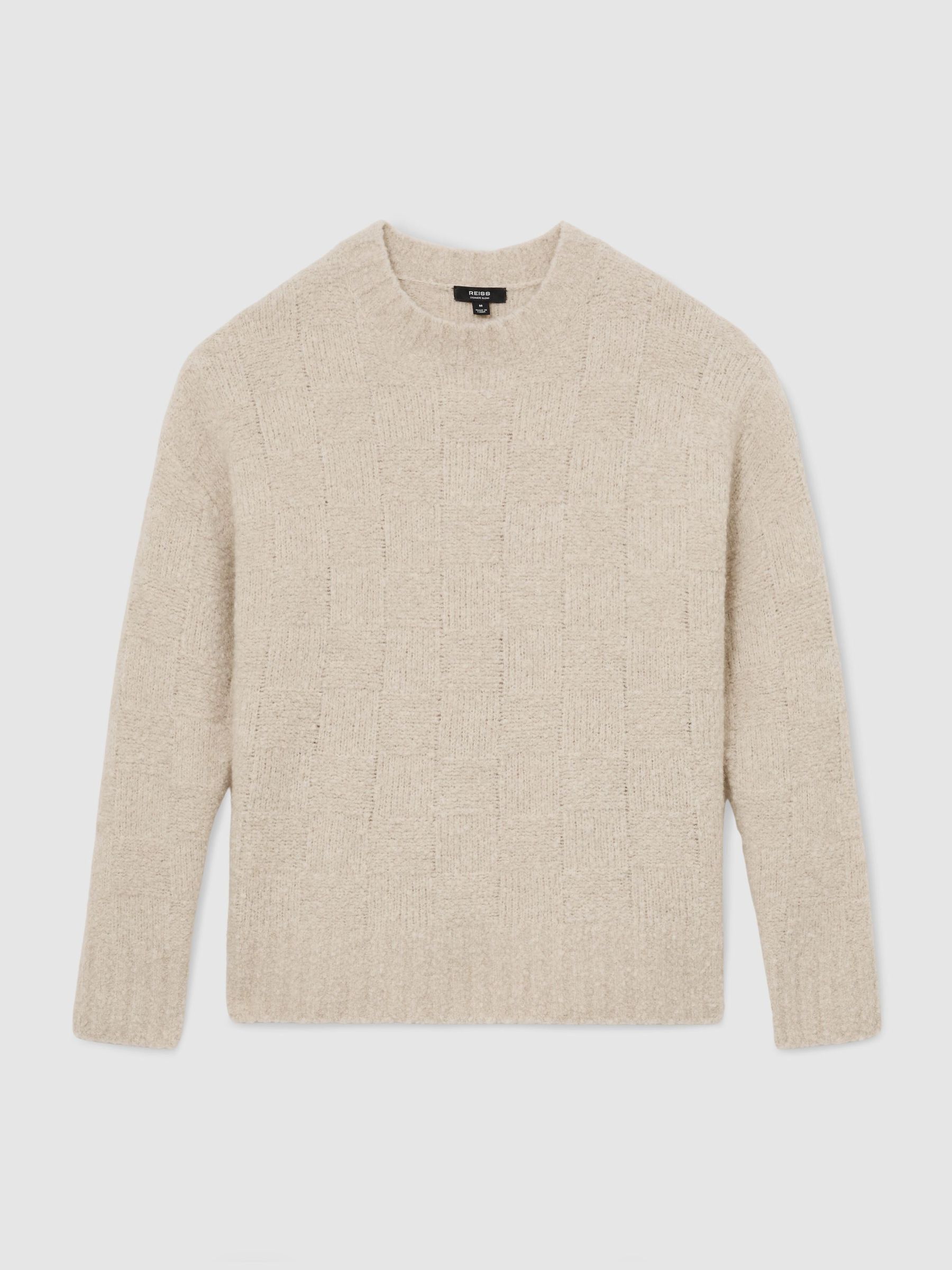 Wool-Cashmere Bouclé Square-Knit Jumper in Ecru - Image 2 of 7