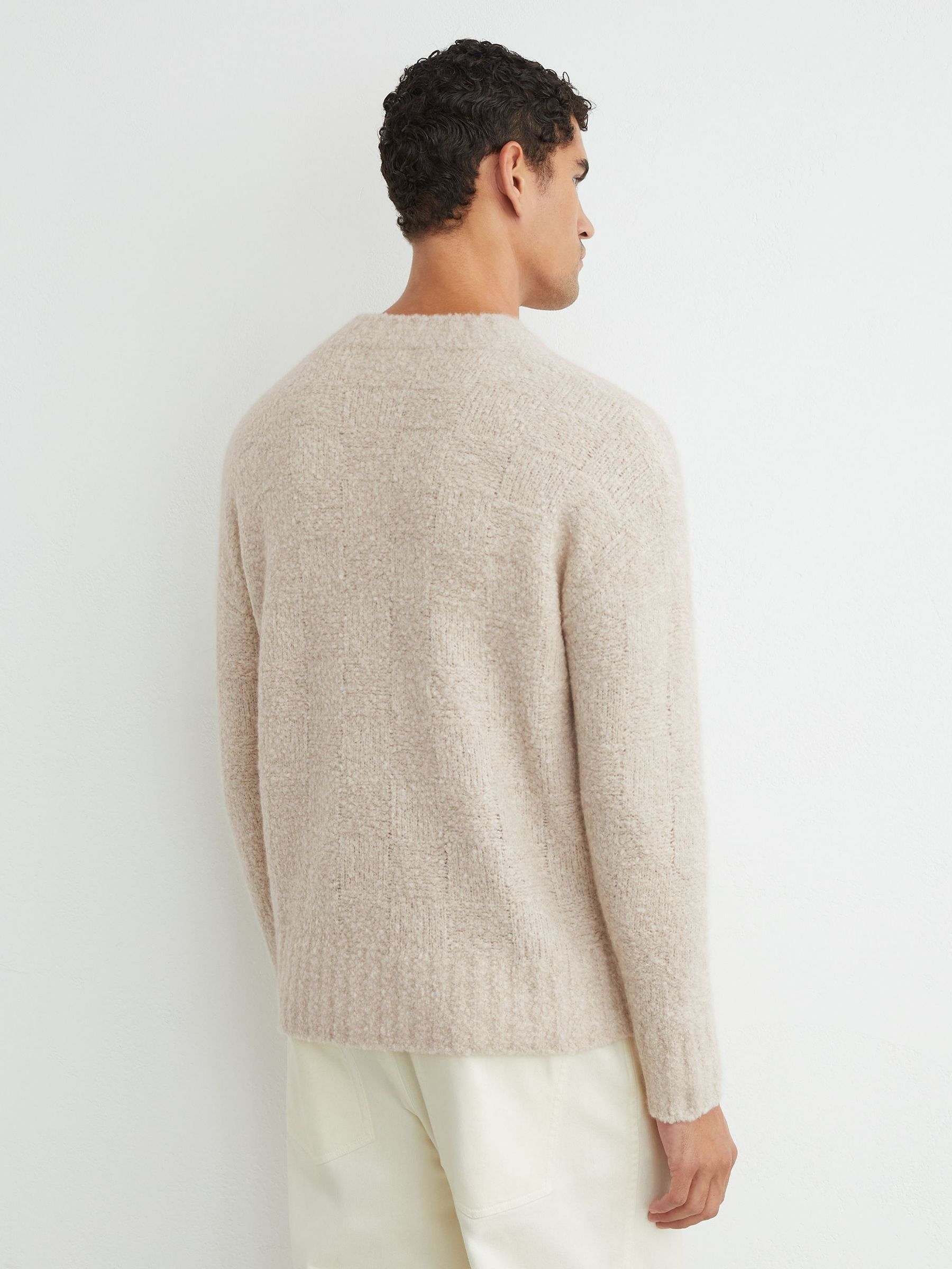 Wool-Cashmere Bouclé Square-Knit Jumper in Ecru - Image 6 of 7