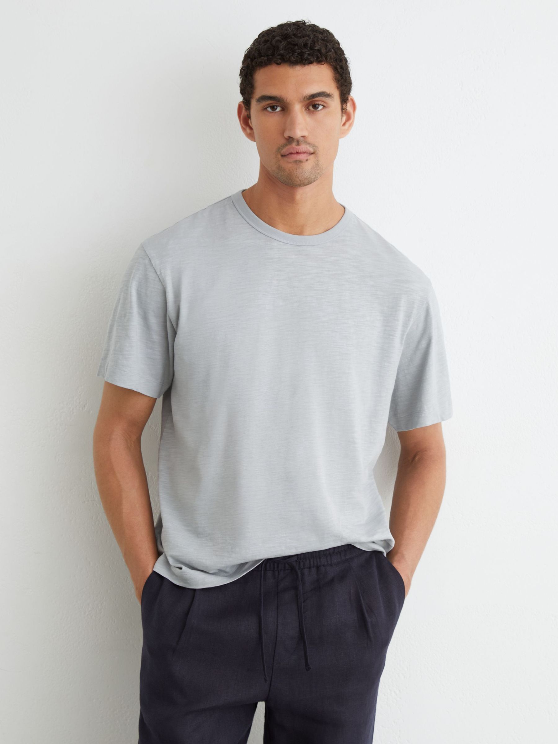 Cotton Slub Relaxed-Fit T-Shirt in Light Blue - Image 3 of 6