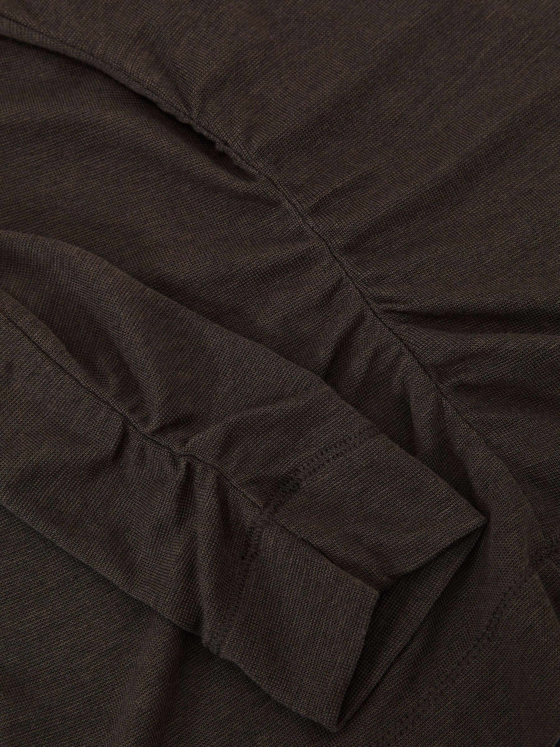 Lyocell-Wool Ruched Mock-Neck Top in Chocolate Brown - Image 6 of 6