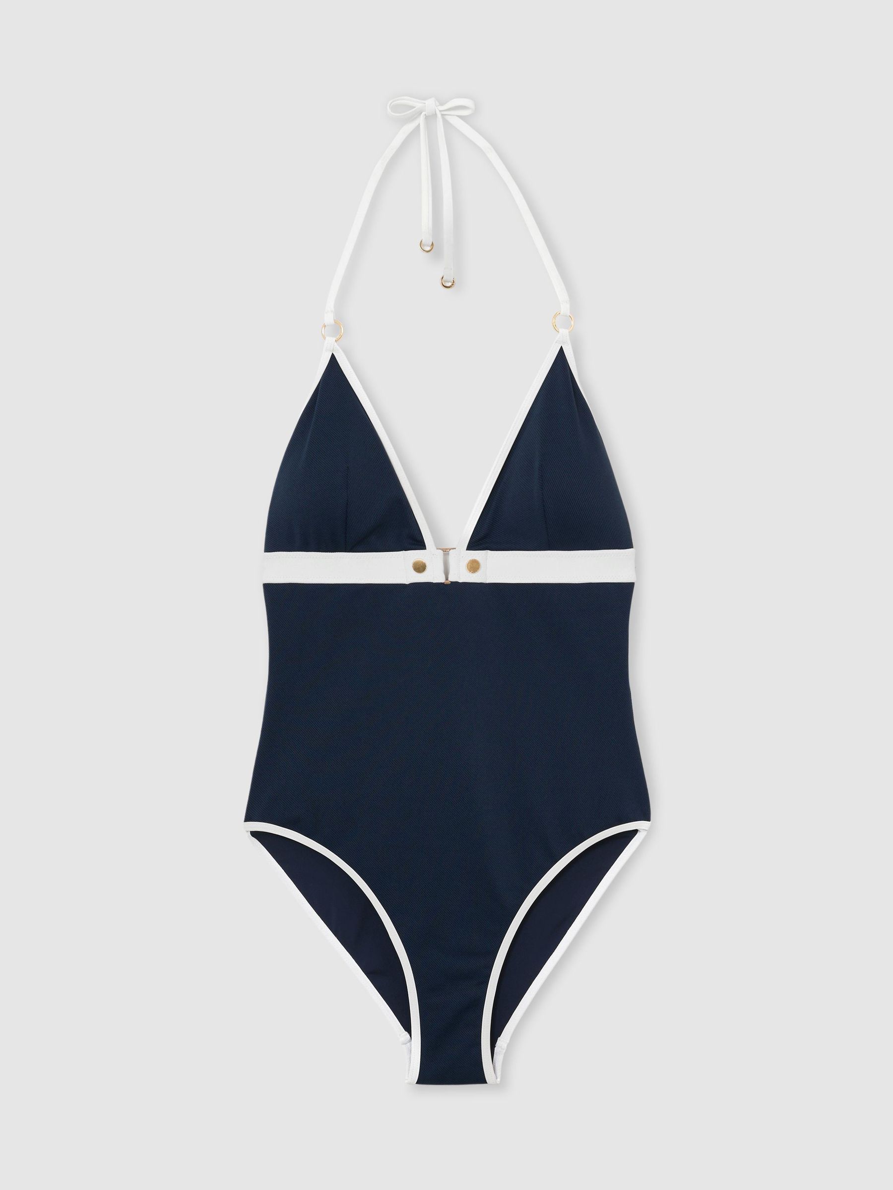 Colour-Block Textured Swimsuit in Navy/Ivory - Bild 2 von 5