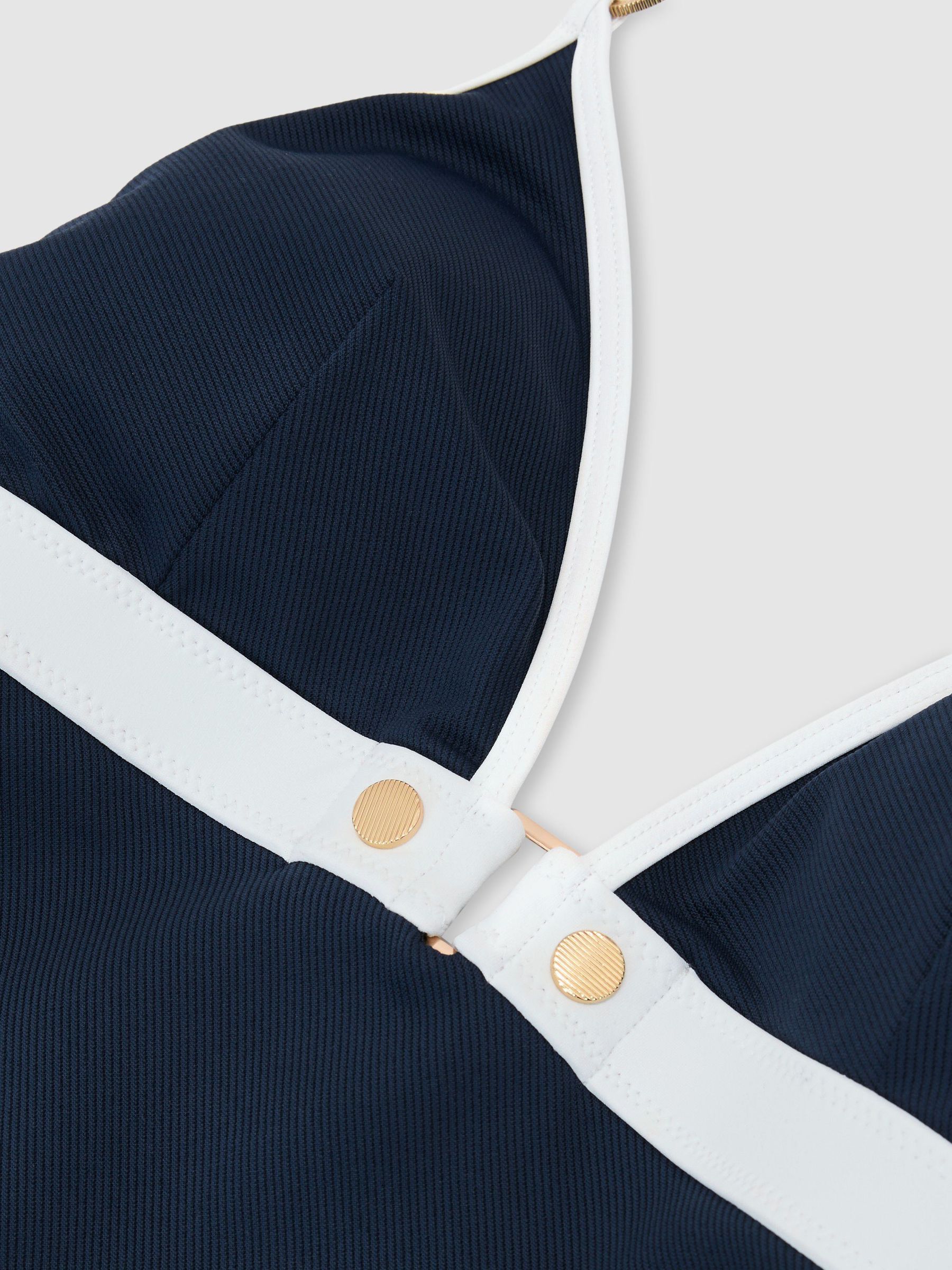 Colour-Block Textured Swimsuit in Navy/Ivory - Bild 5 von 5