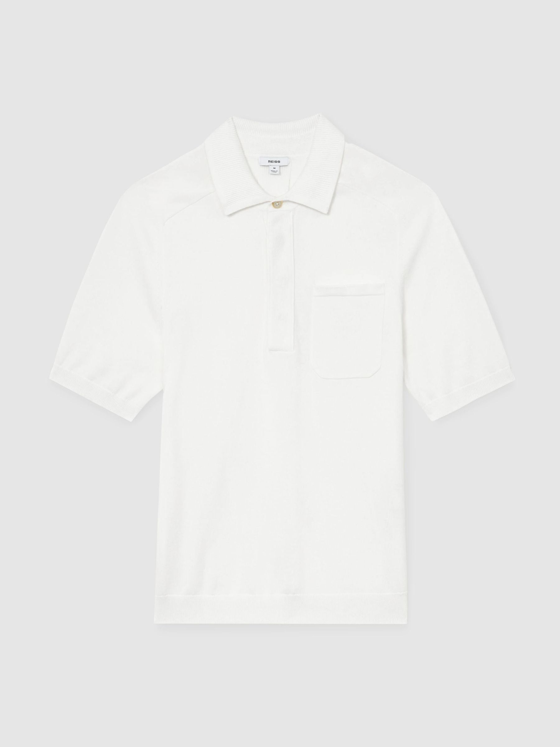Cotton Knit Concealed-Placket Polo in White - Image 2 of 6