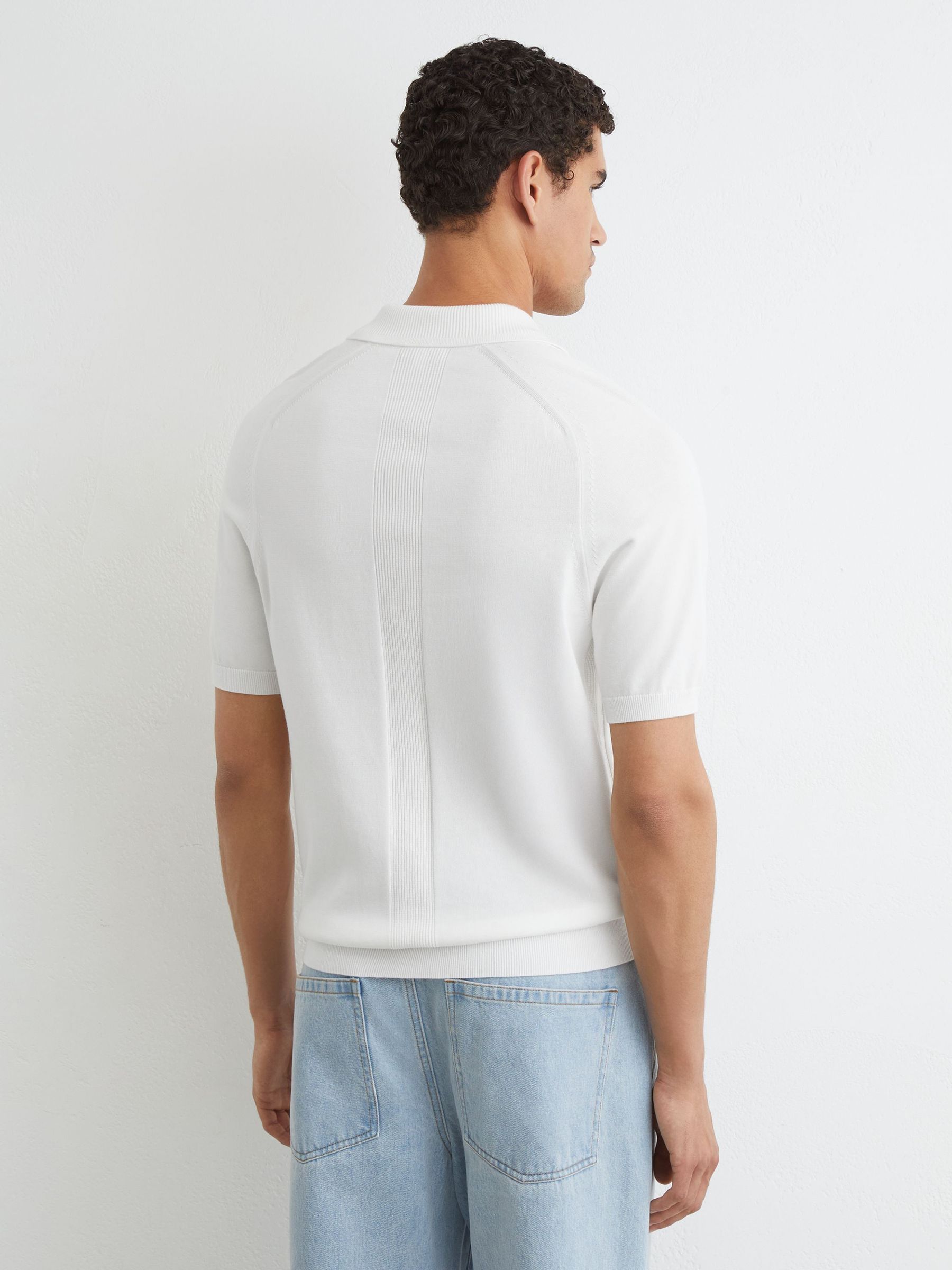 Cotton Knit Concealed-Placket Polo in White - Image 5 of 6
