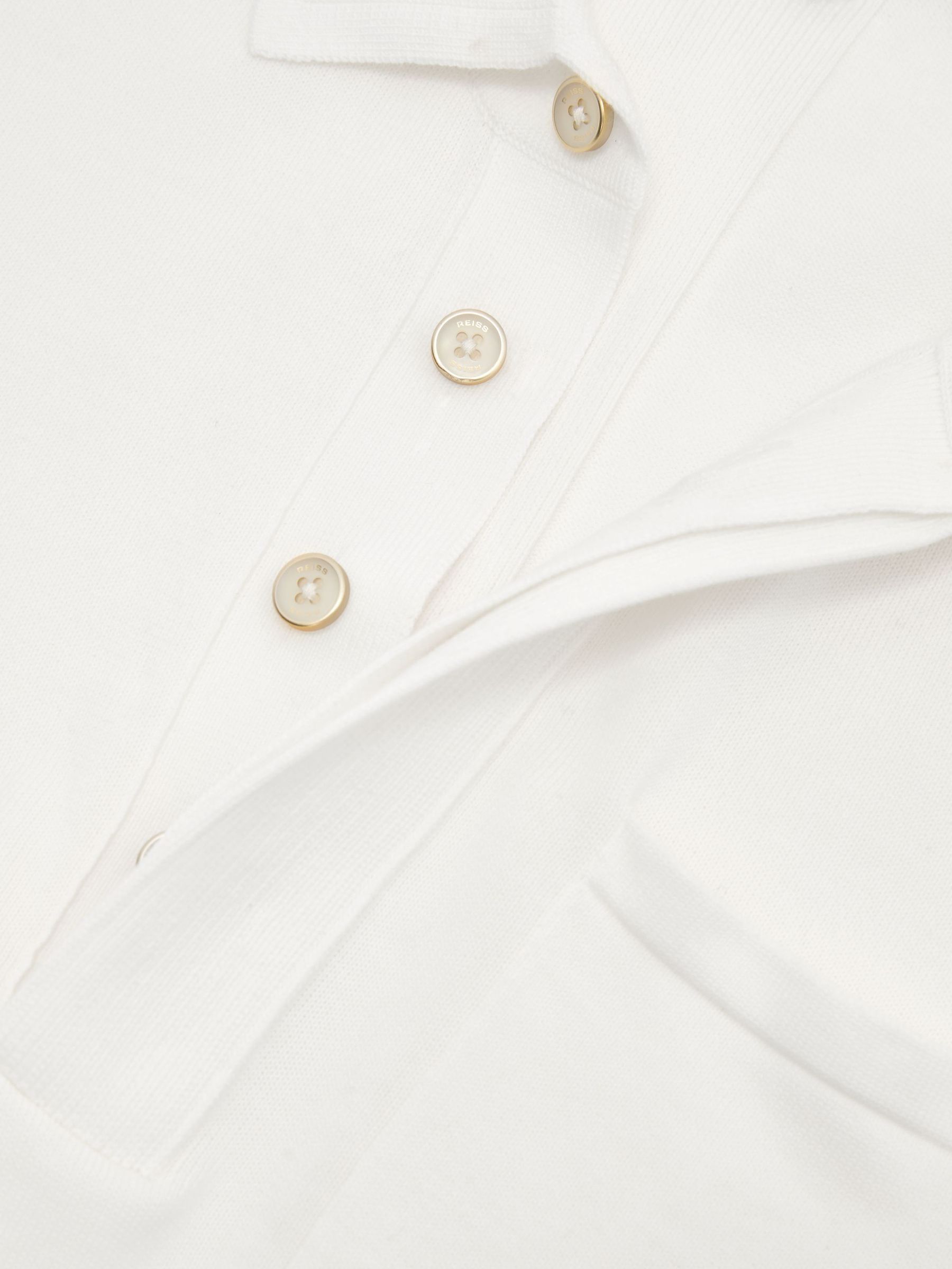 Cotton Knit Concealed-Placket Polo in White - Image 6 of 6