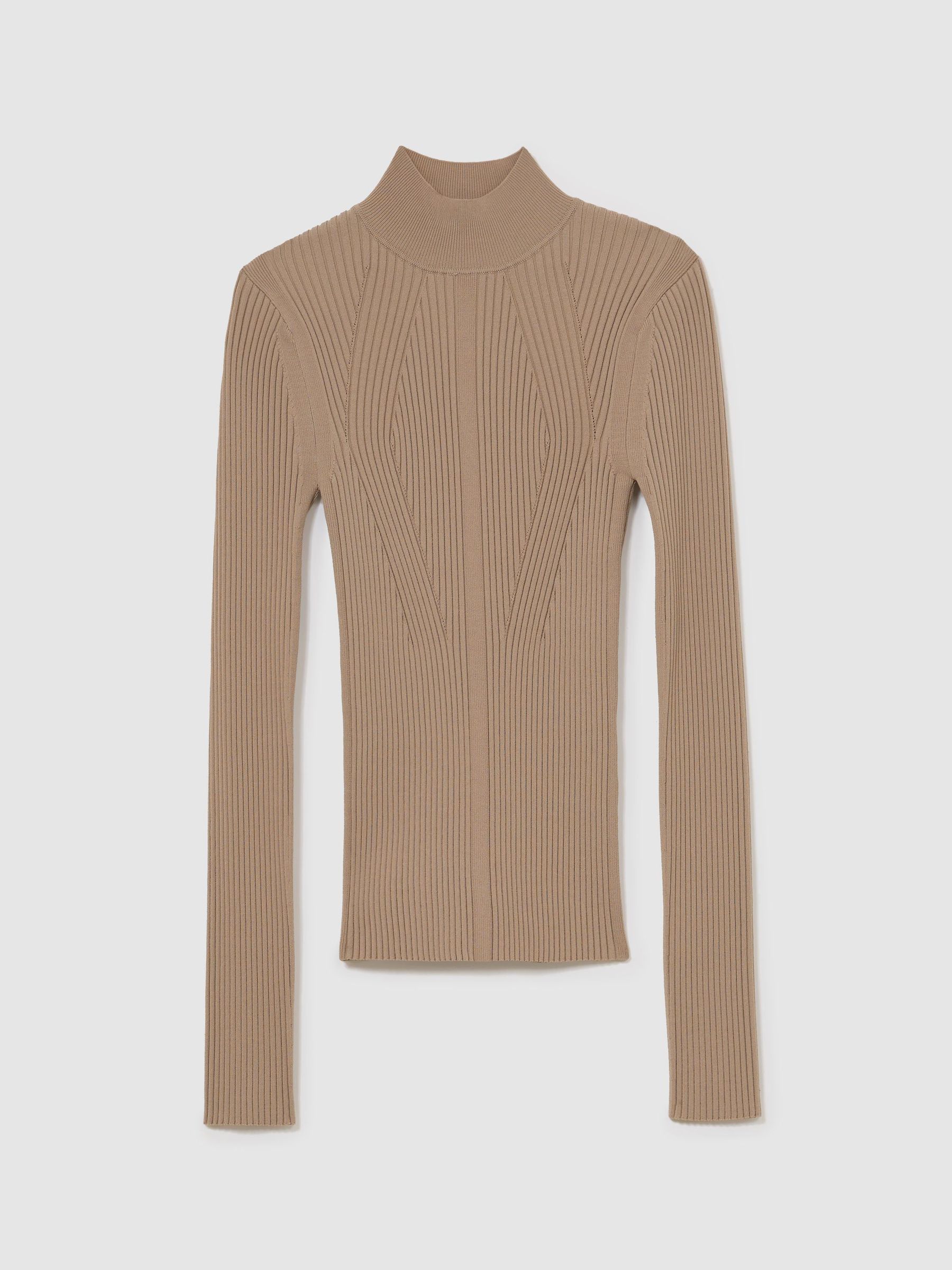 Rib-Knit Mock-Neck Jumper in Neutral - Image 2 of 6