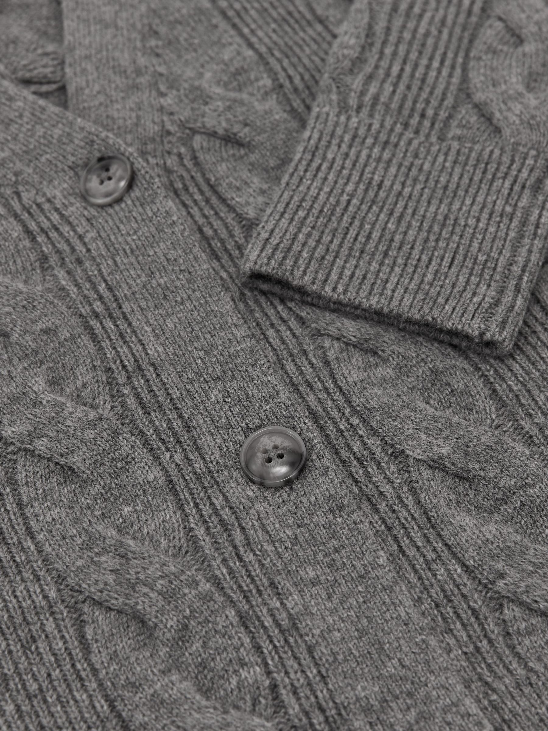Wool-Cashmere Cable-Knit Cardigan in Charcoal Grey - Billede 6 af 6