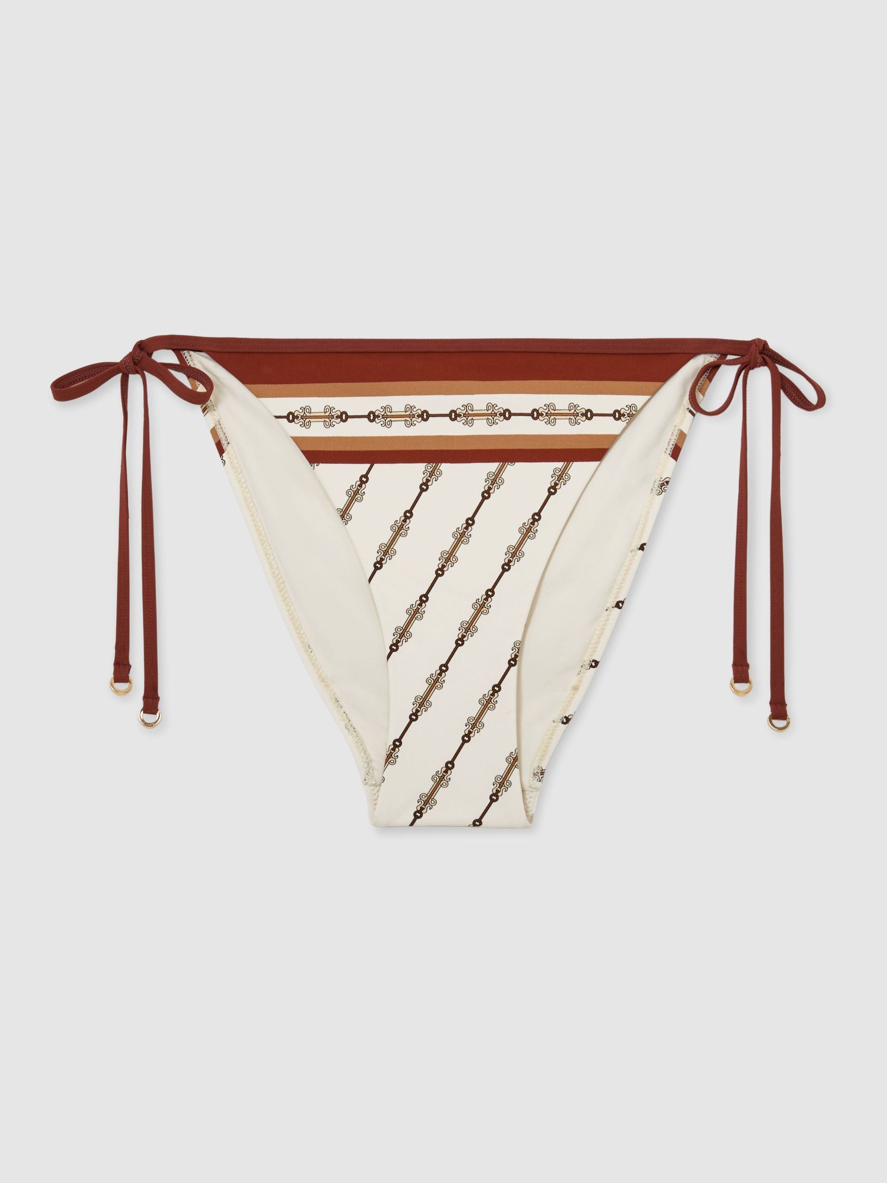 Chain-Print Side-Tie Bikini Bottoms in Ivory - Image 2 of 7