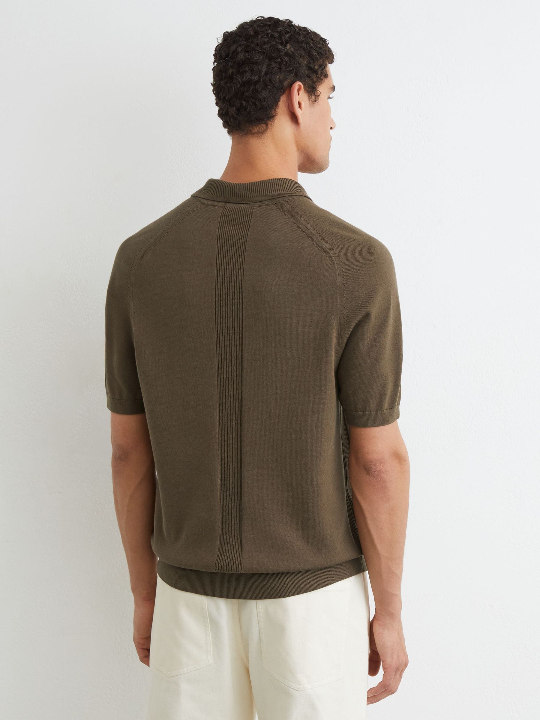 Cotton Knit Concealed-Placket Polo in Taupe Brown - Image 5 of 6