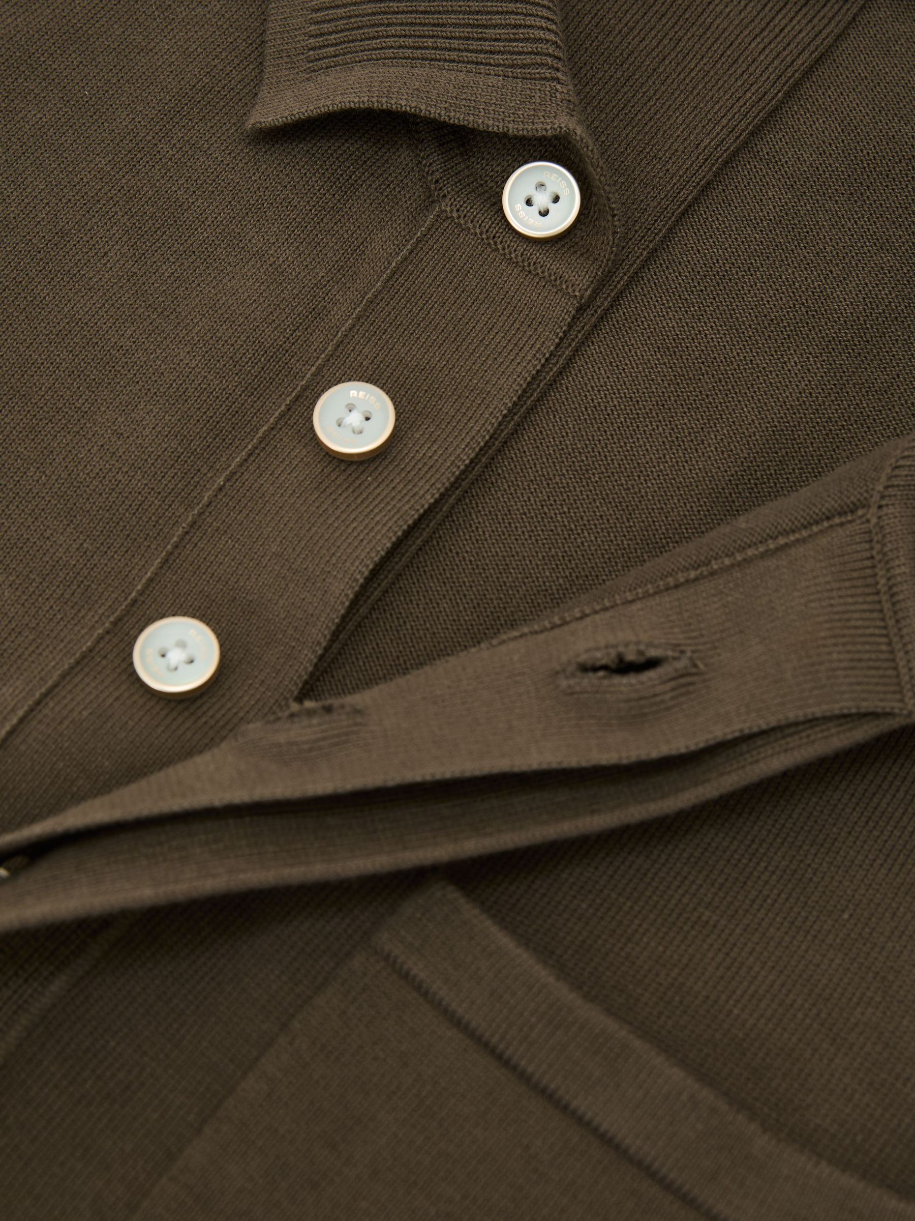 Cotton Knit Concealed-Placket Polo in Taupe Brown - Image 6 of 6