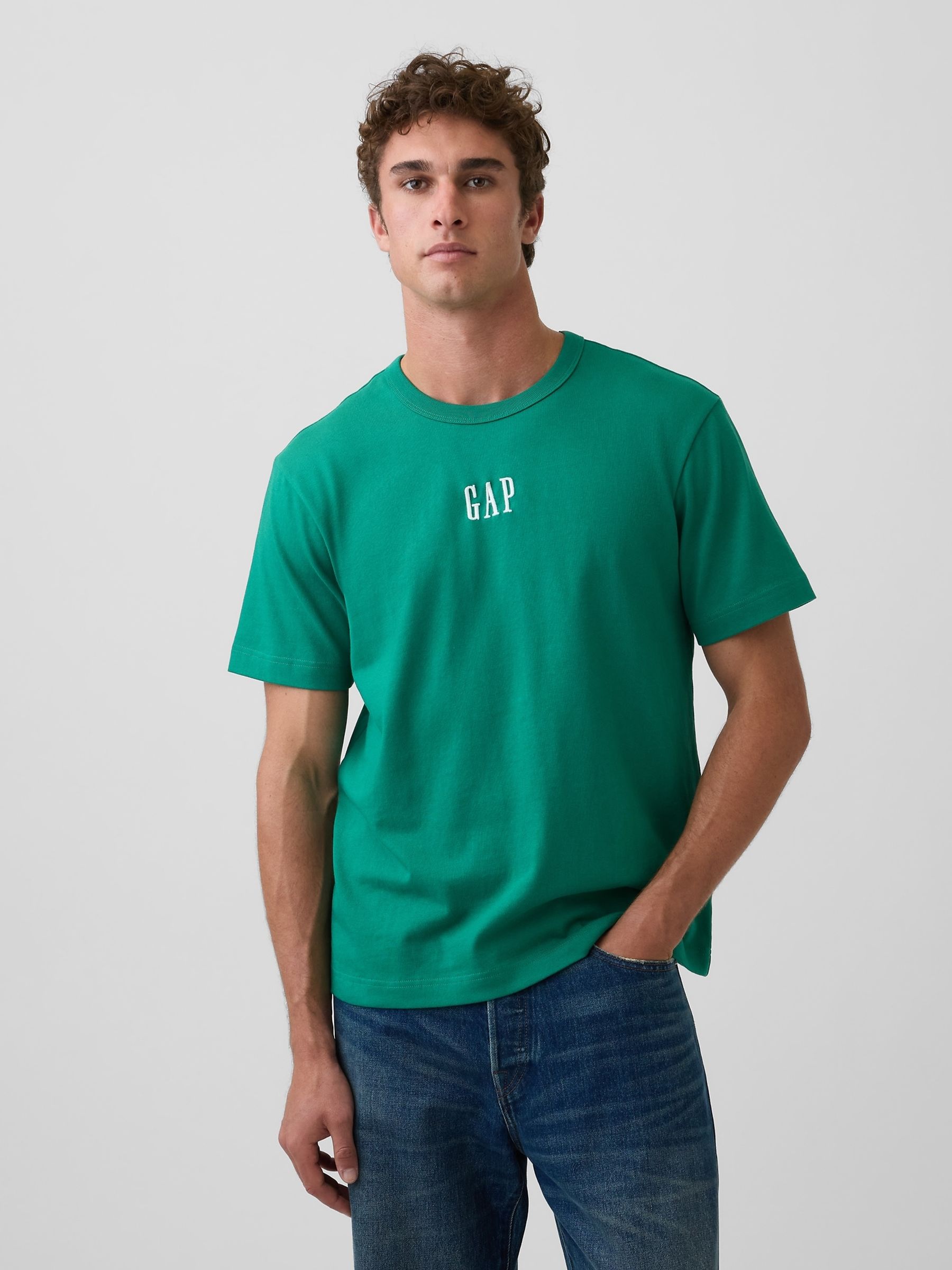 Green Heavyweight Relaxed Logo Short Sleeve T-Shirt - Image 1 of 4