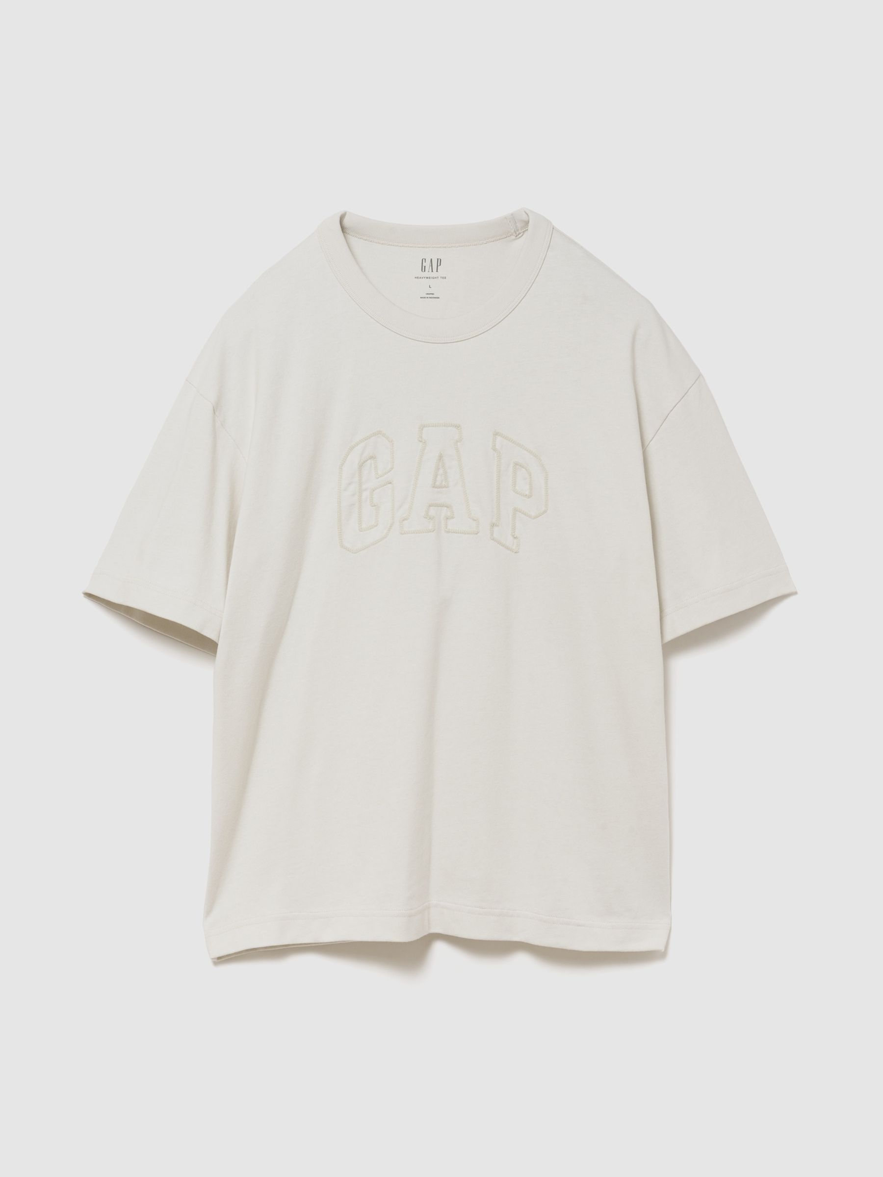 Cream Heavyweight Logo Relaxed Boxy Short Sleeve T-Shirt - Image 1 of 2