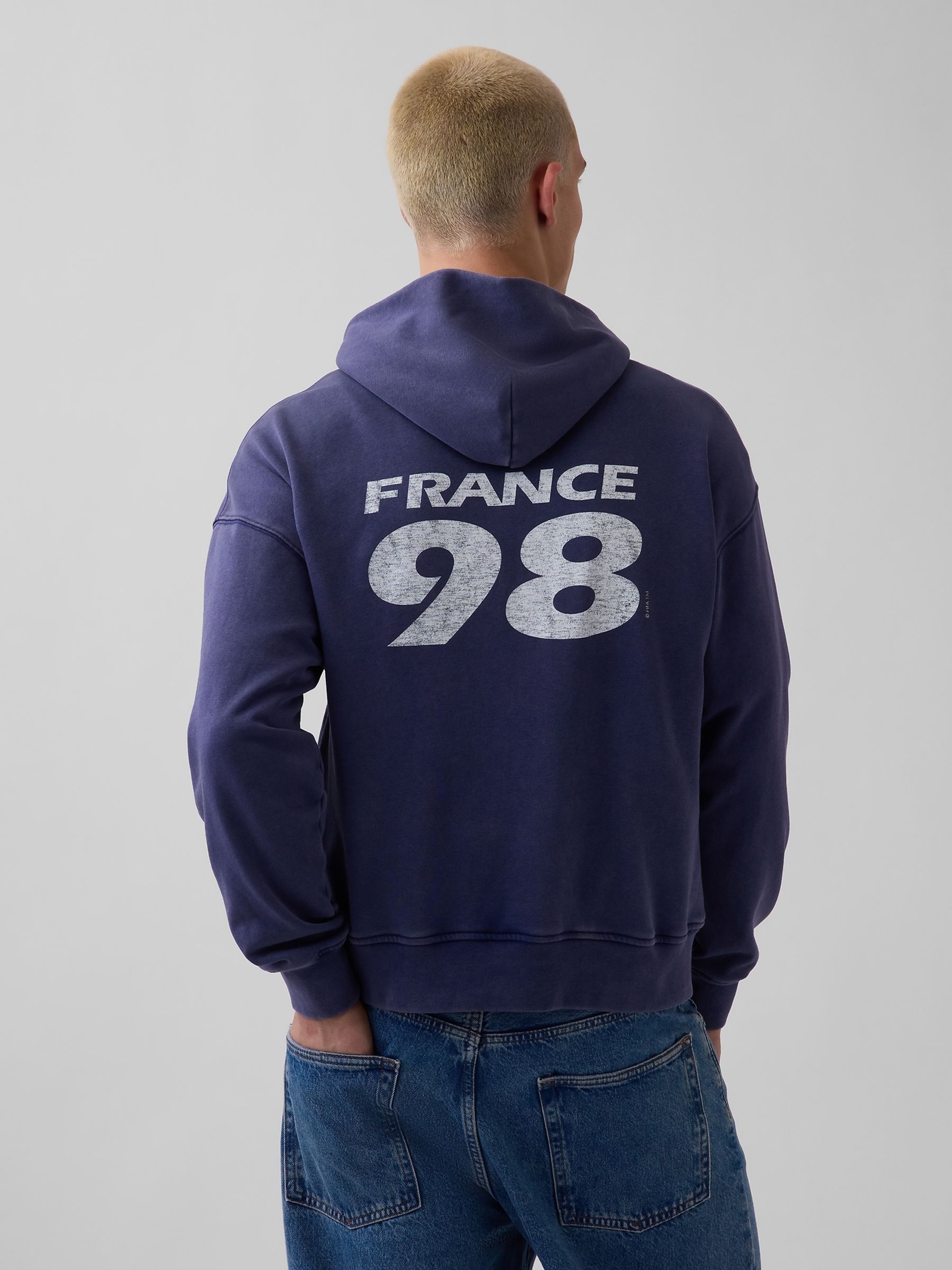 Navy France FIFA WORLD CUP™ Vintage Soft Oversized Hoodie - Image 2 of 5