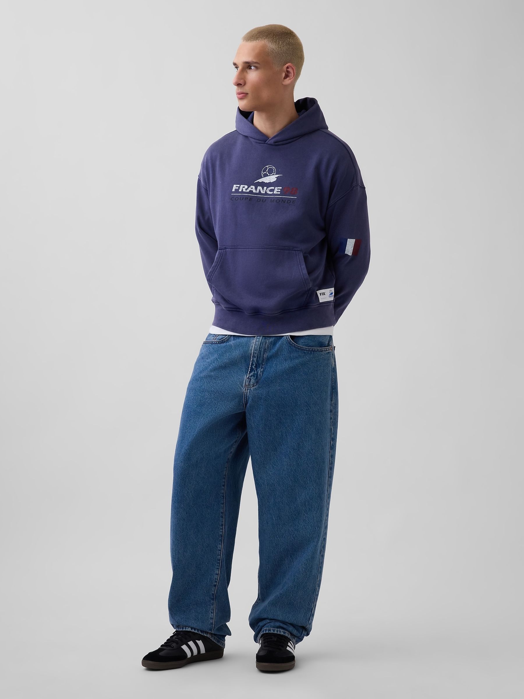 Navy France FIFA WORLD CUP™ Vintage Soft Oversized Hoodie - Image 3 of 5