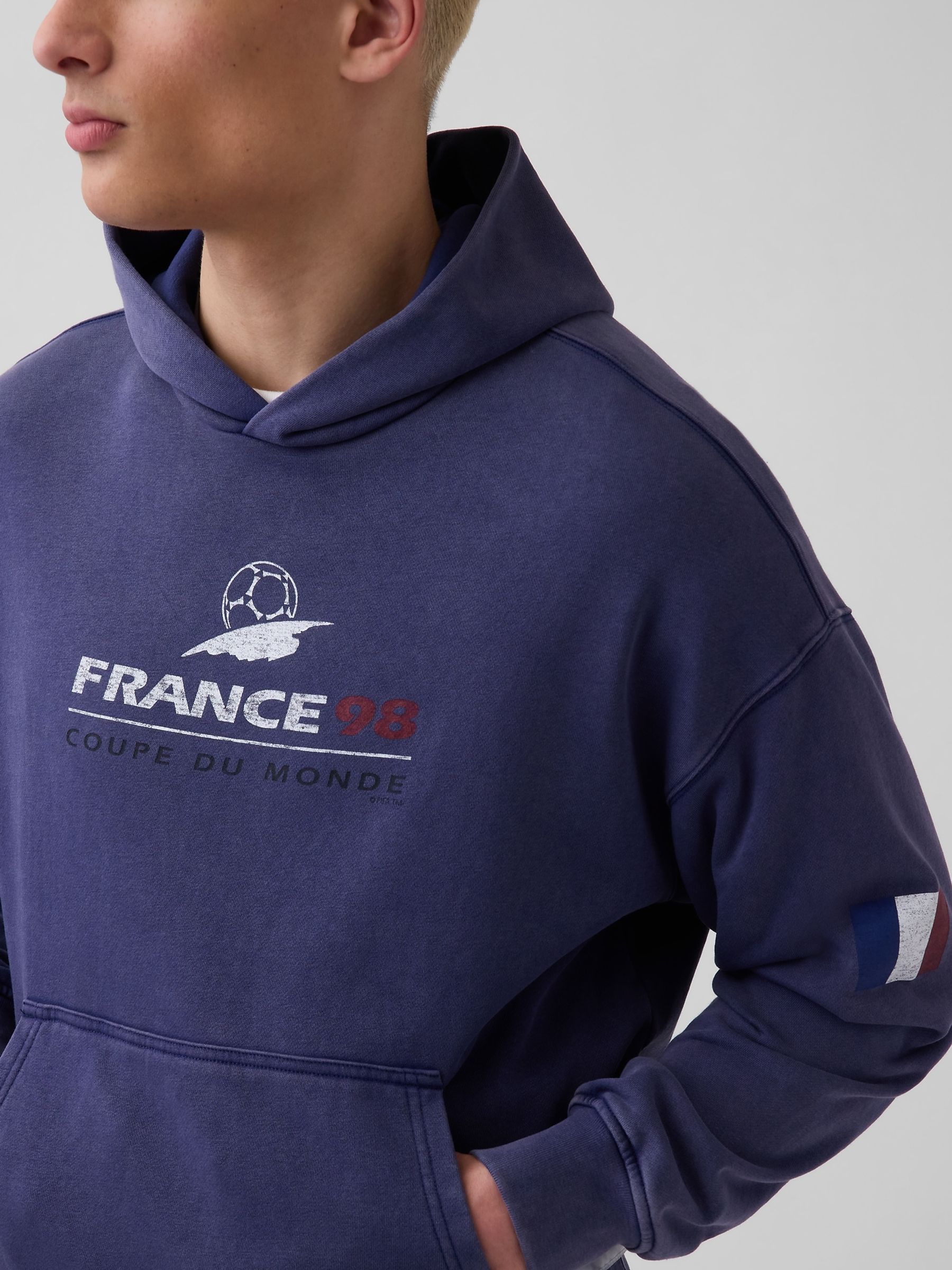 Navy France FIFA WORLD CUP™ Vintage Soft Oversized Hoodie - Image 4 of 5