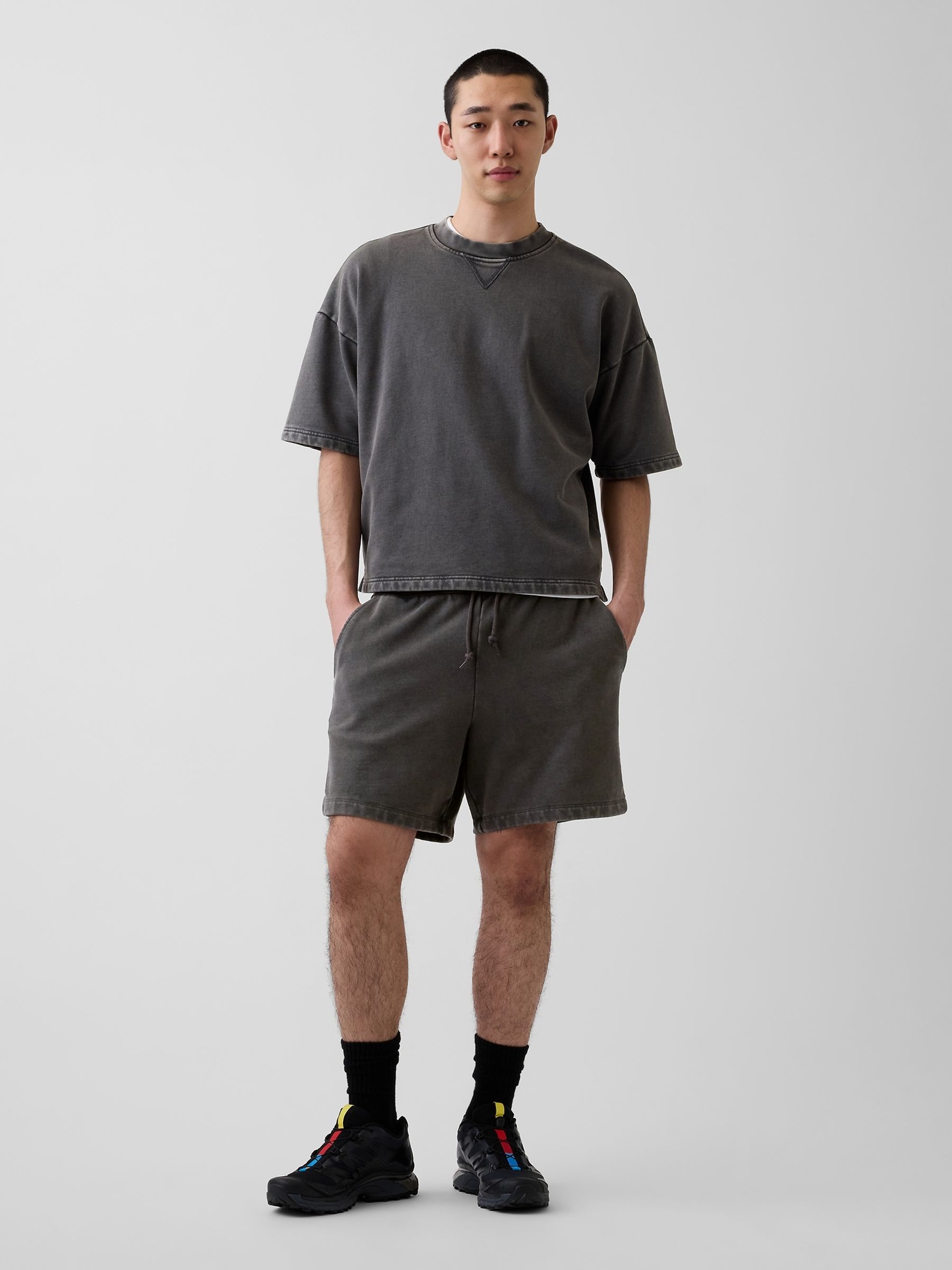 Black Heavyweight French Terry Sweat Shorts - Image 4 of 6
