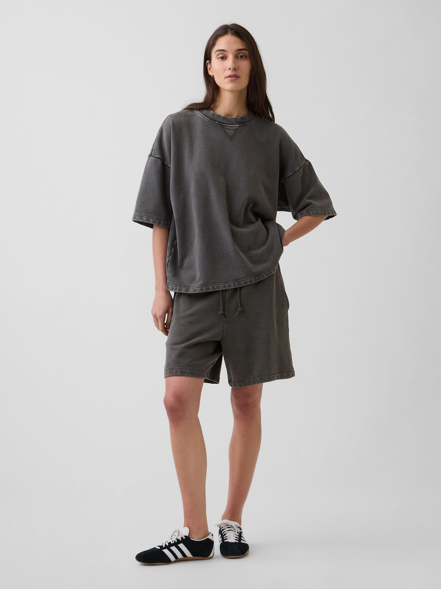 Black Heavyweight French Terry Sweat Shorts - Image 5 of 6