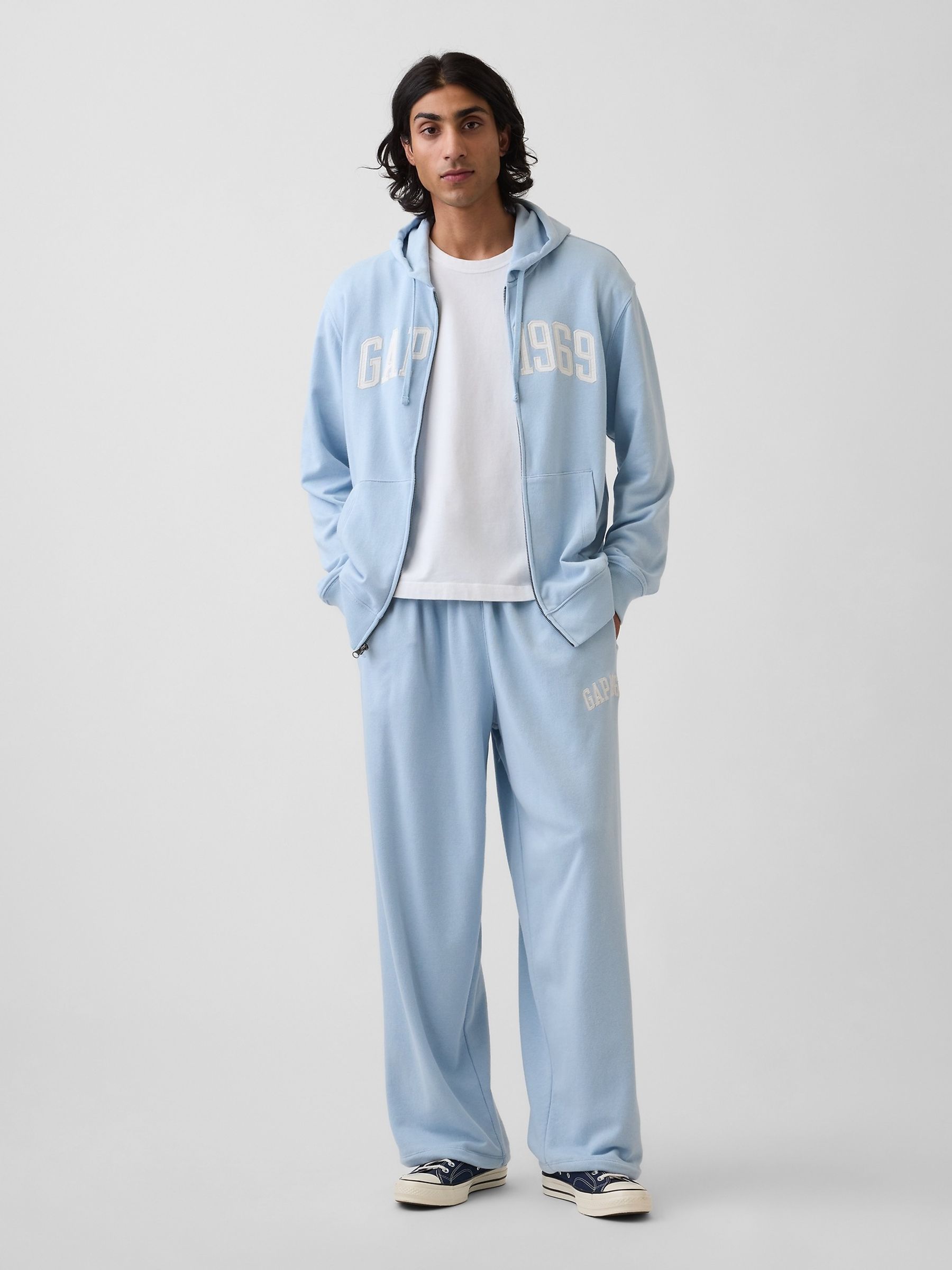 Blue French Terry Relaxed Gap 1969 Logo Zip Hoodie - Image 3 of 4