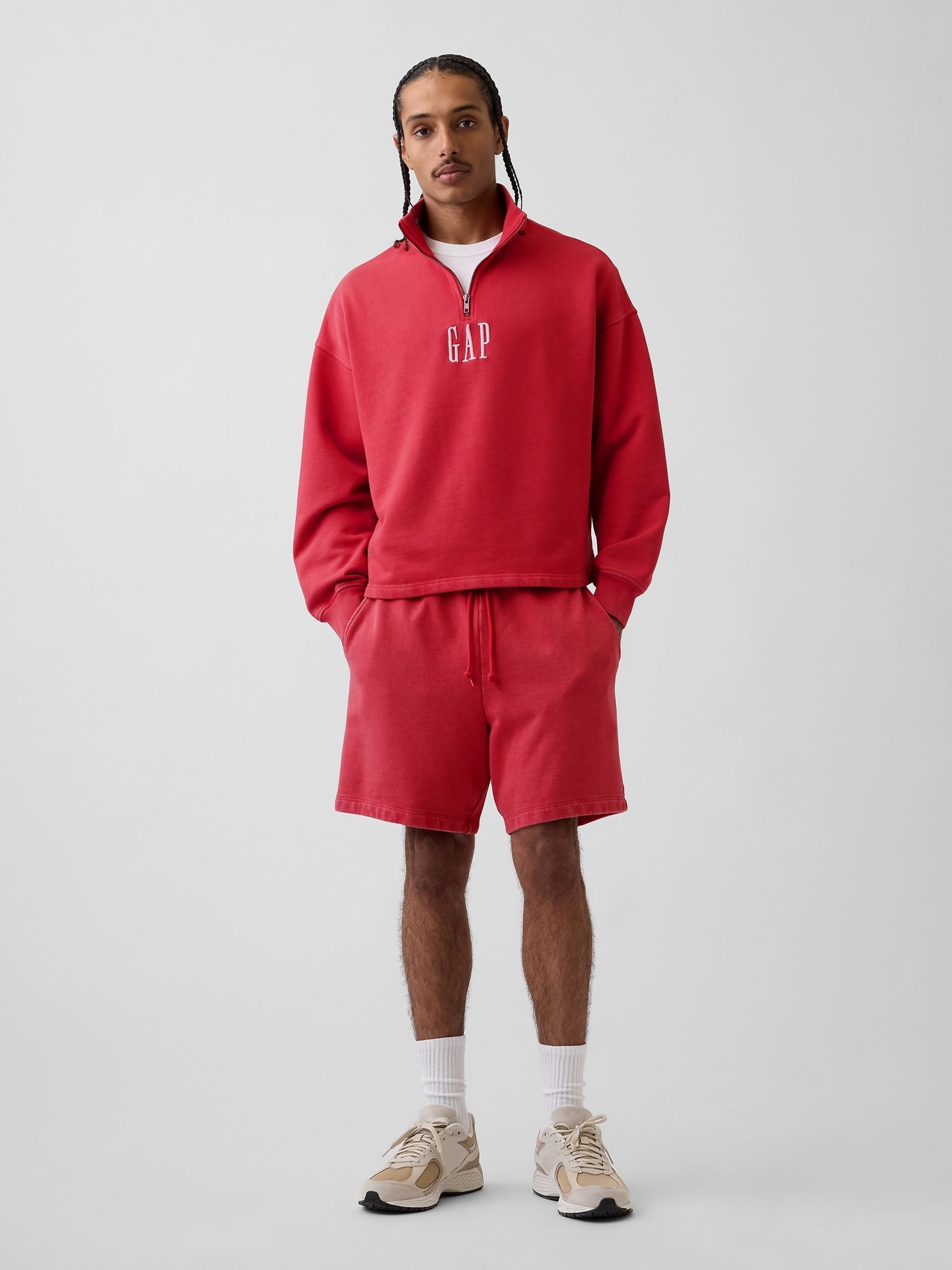Red Heavyweight French Terry Sweat Shorts - Image 4 of 5