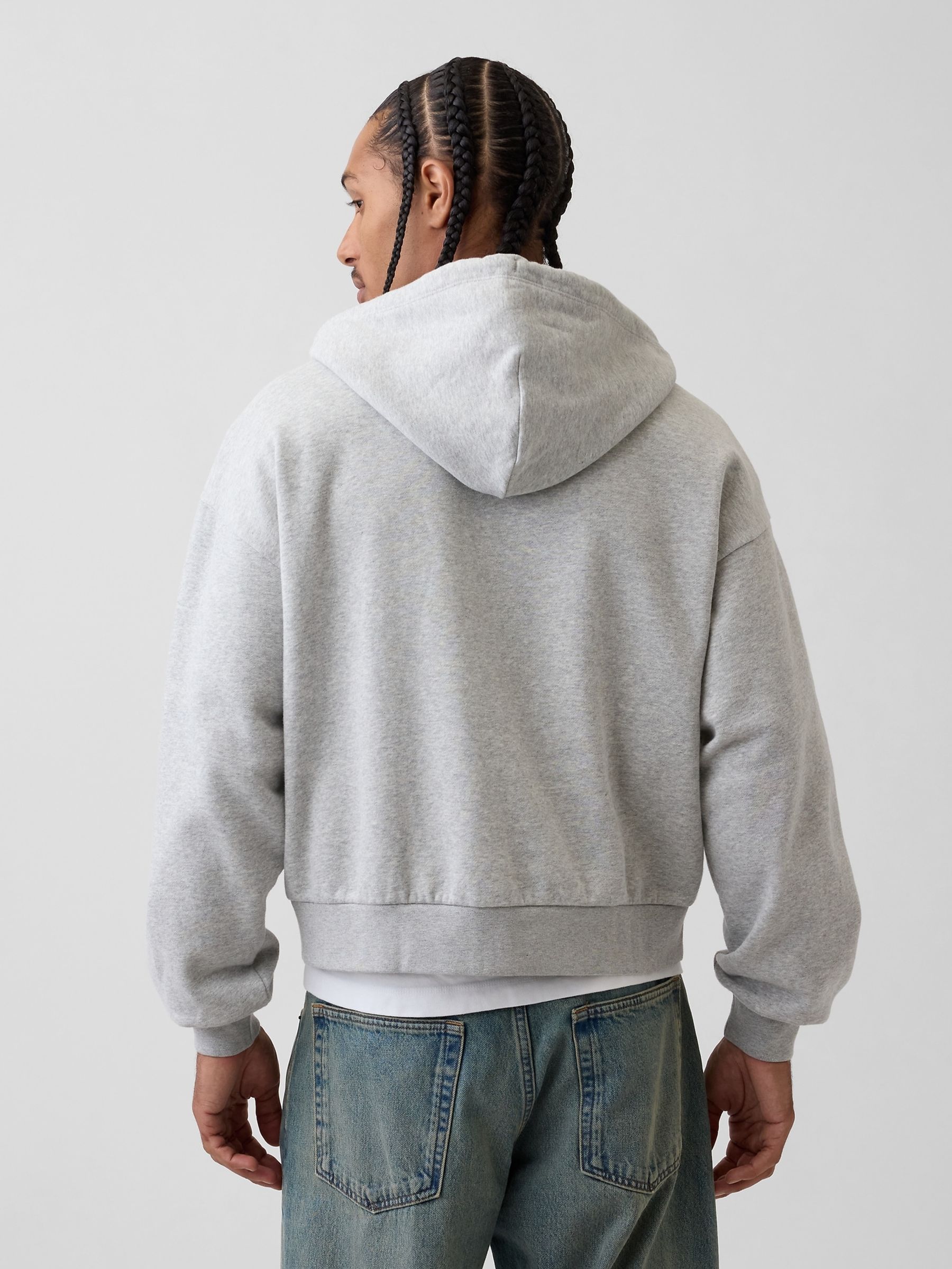 Grey VintageSoft Oversized Crop Zip Hoodie - Image 2 of 4