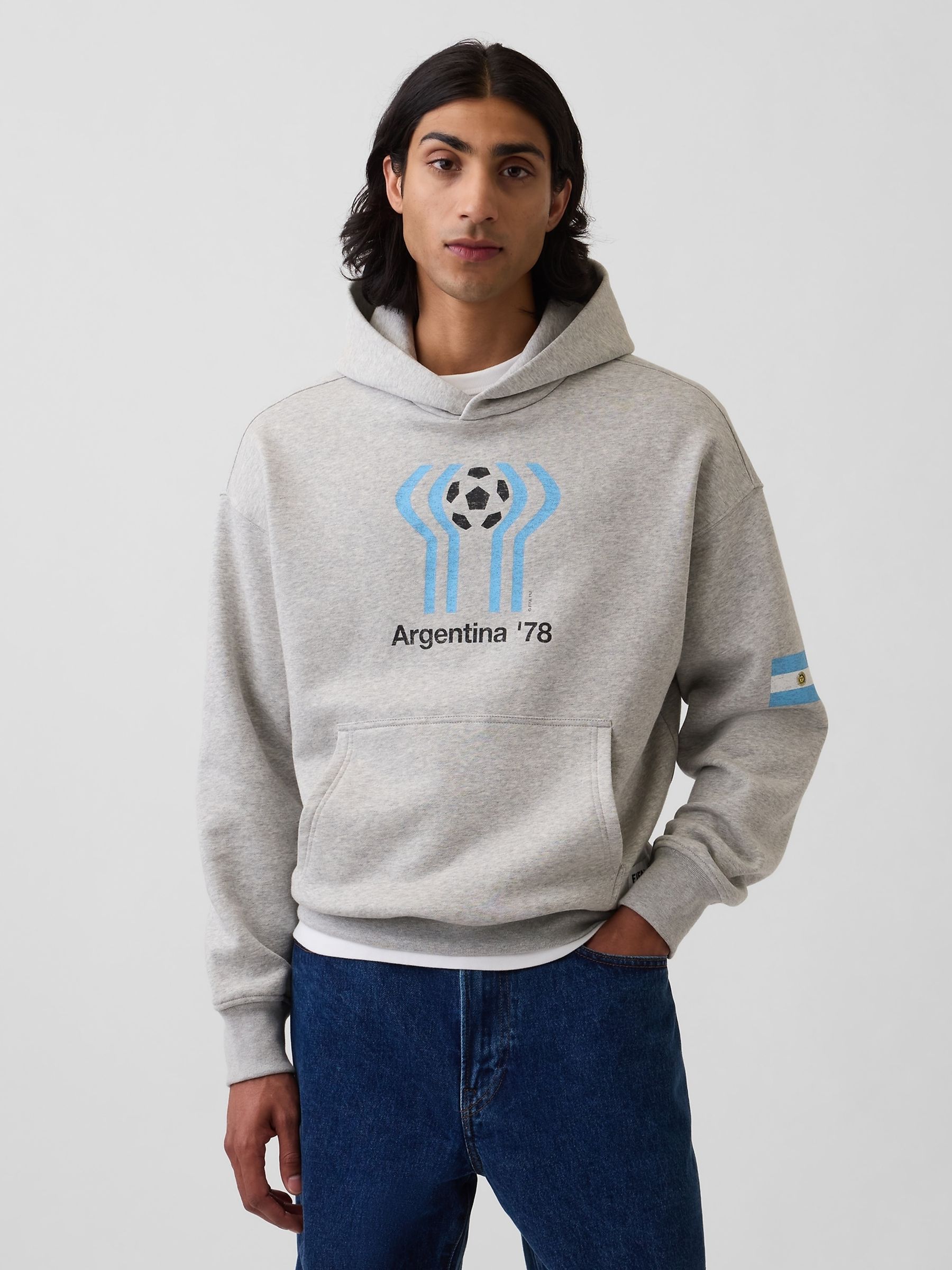 Grey Argentina FIFA WORLD CUP™ Vintage Soft Oversized Hoodie - Image 1 of 4