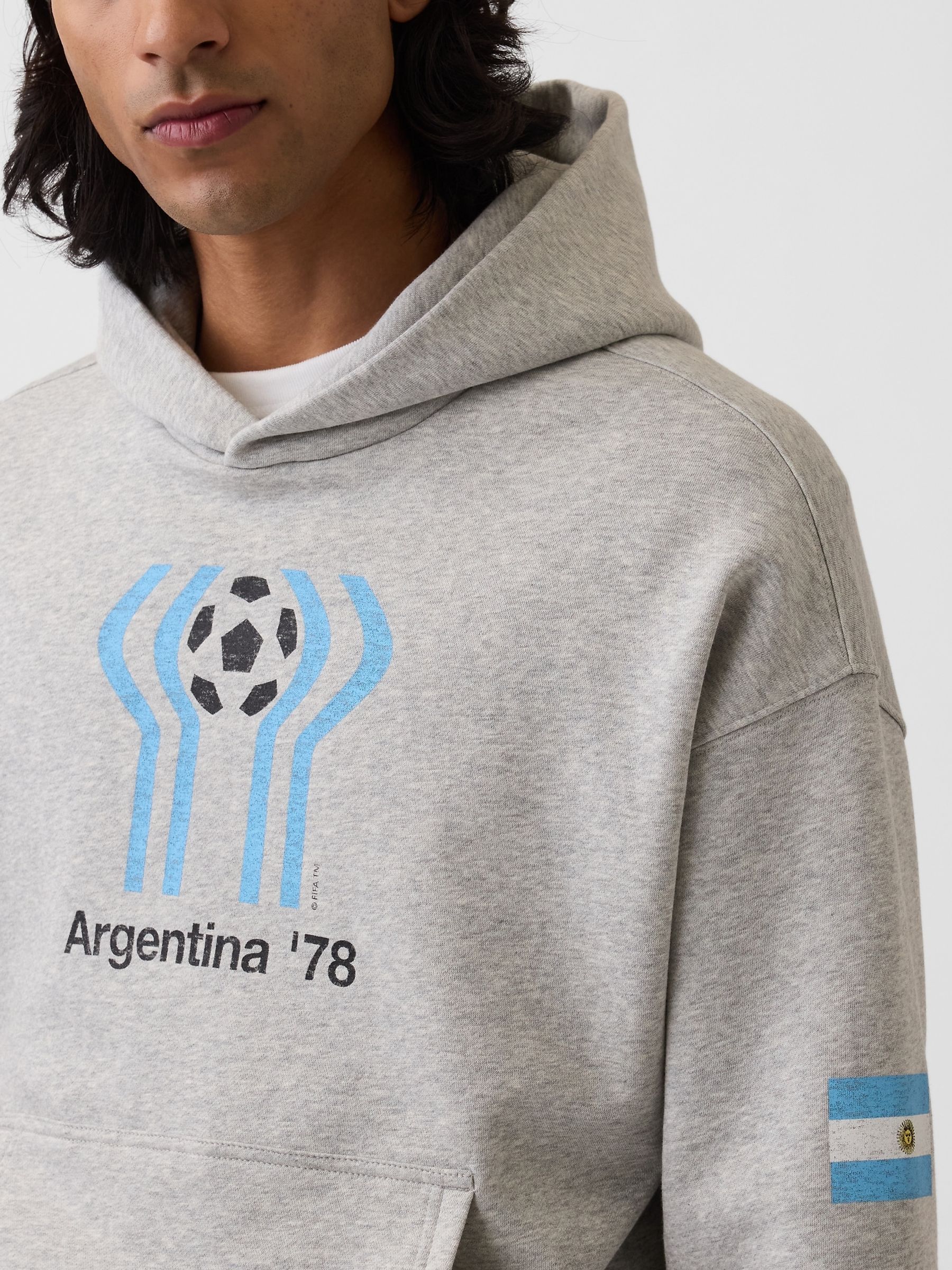 Grey Argentina FIFA WORLD CUP™ Vintage Soft Oversized Hoodie - Image 4 of 4