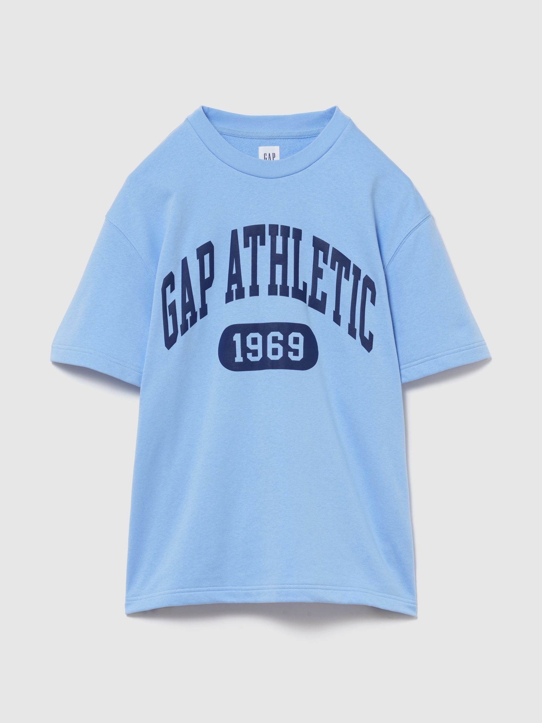 Blue Relaxed French Terry Graphic Short Sleeve T-Shirt - Image 1 of 2