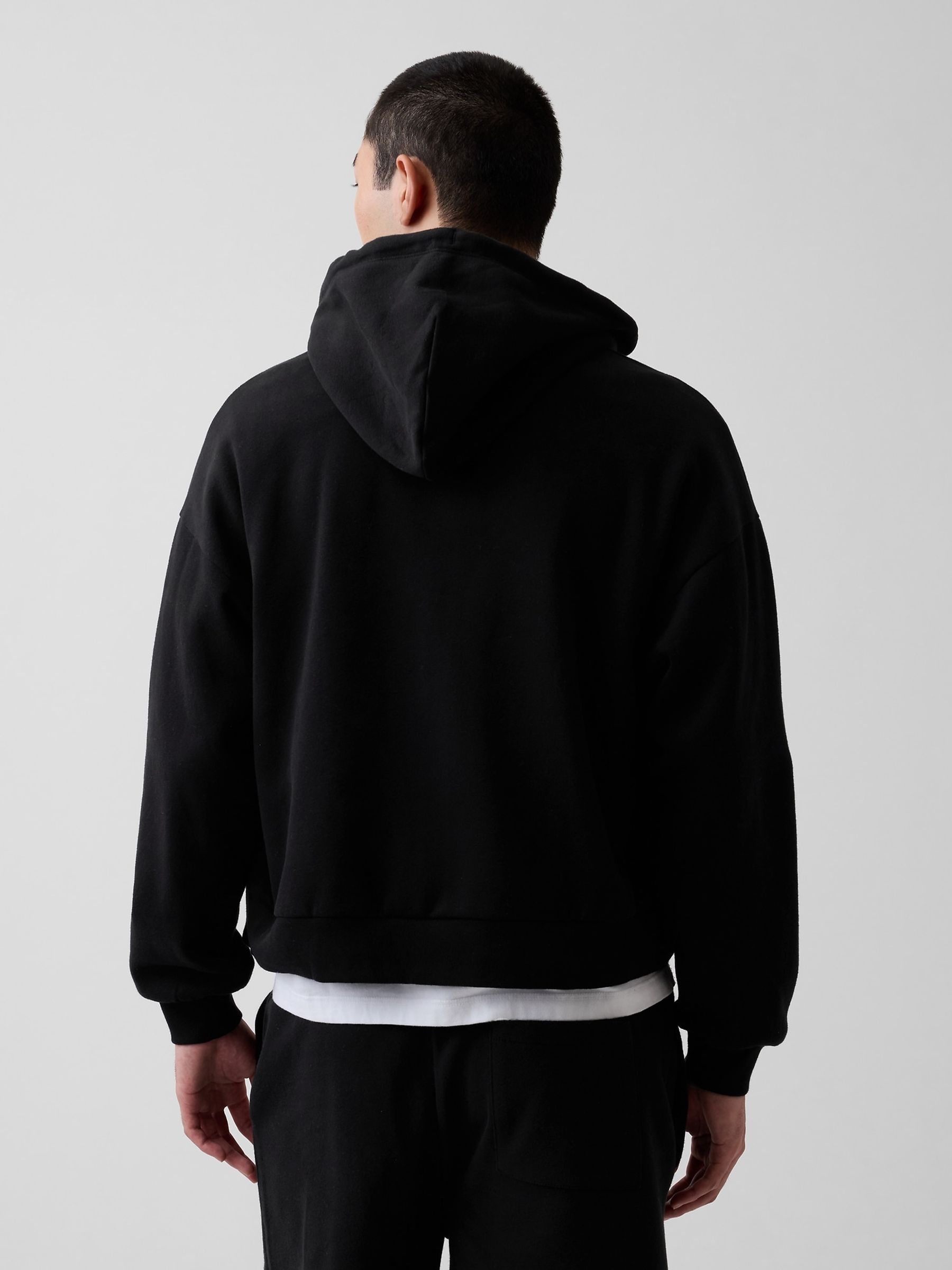 Black VintageSoft Oversized Crop Zip Hoodie - Image 2 of 5