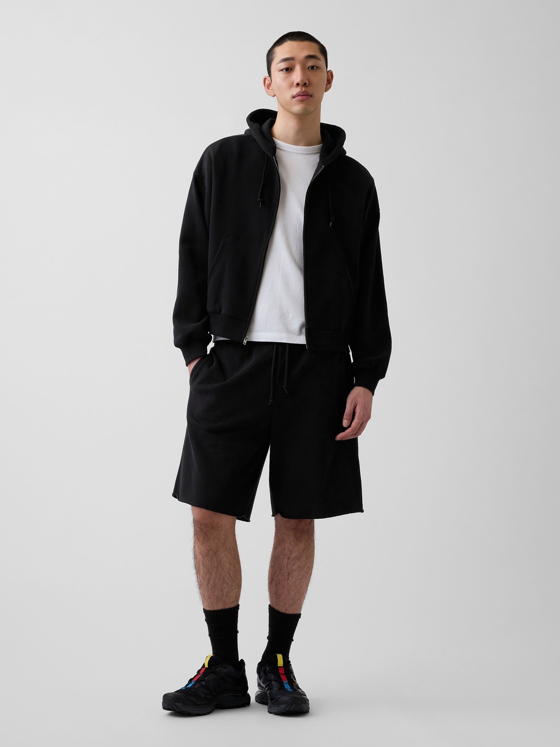 Black VintageSoft Oversized Crop Zip Hoodie - Image 3 of 5
