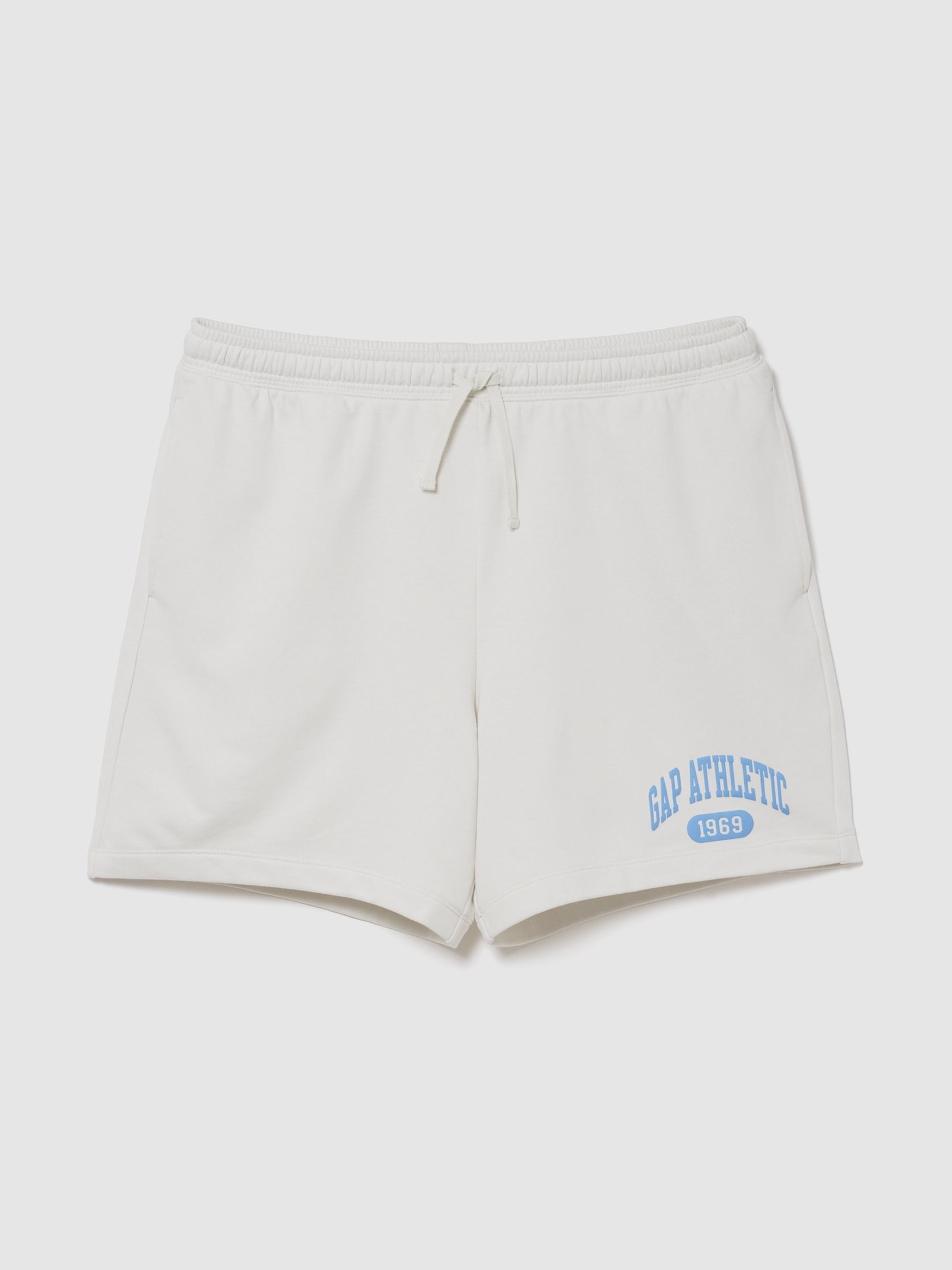 White Relaxed French Terry Graphic Shorts - Image 1 of 2