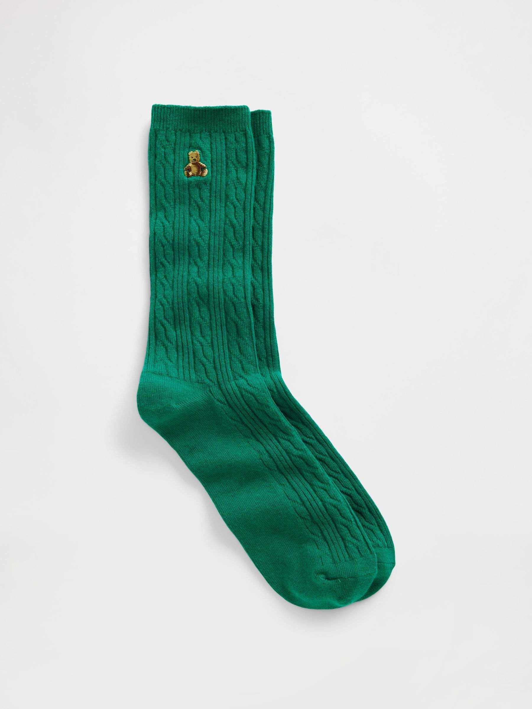 Green Brannan Bear Cable-Knit Crew Socks - Image 1 of 2