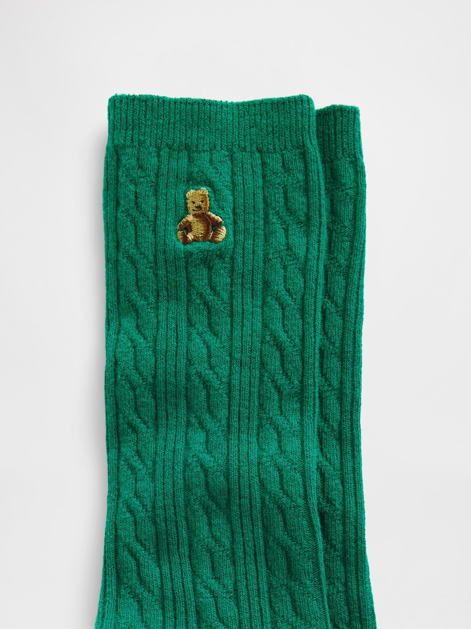 Green Brannan Bear Cable-Knit Crew Socks - Image 2 of 2