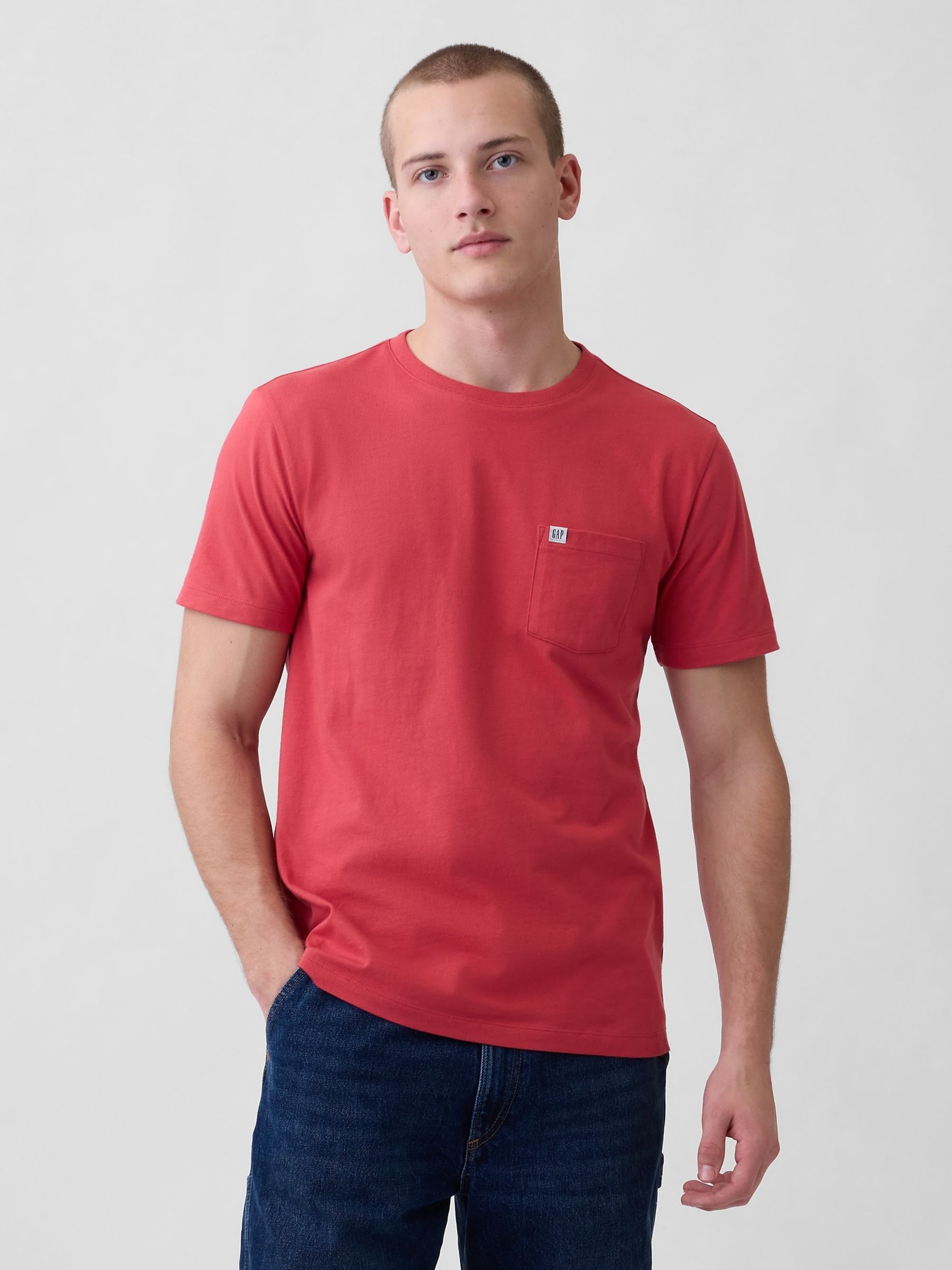 Red Pocket Short Sleeve T-Shirt - Image 1 of 4