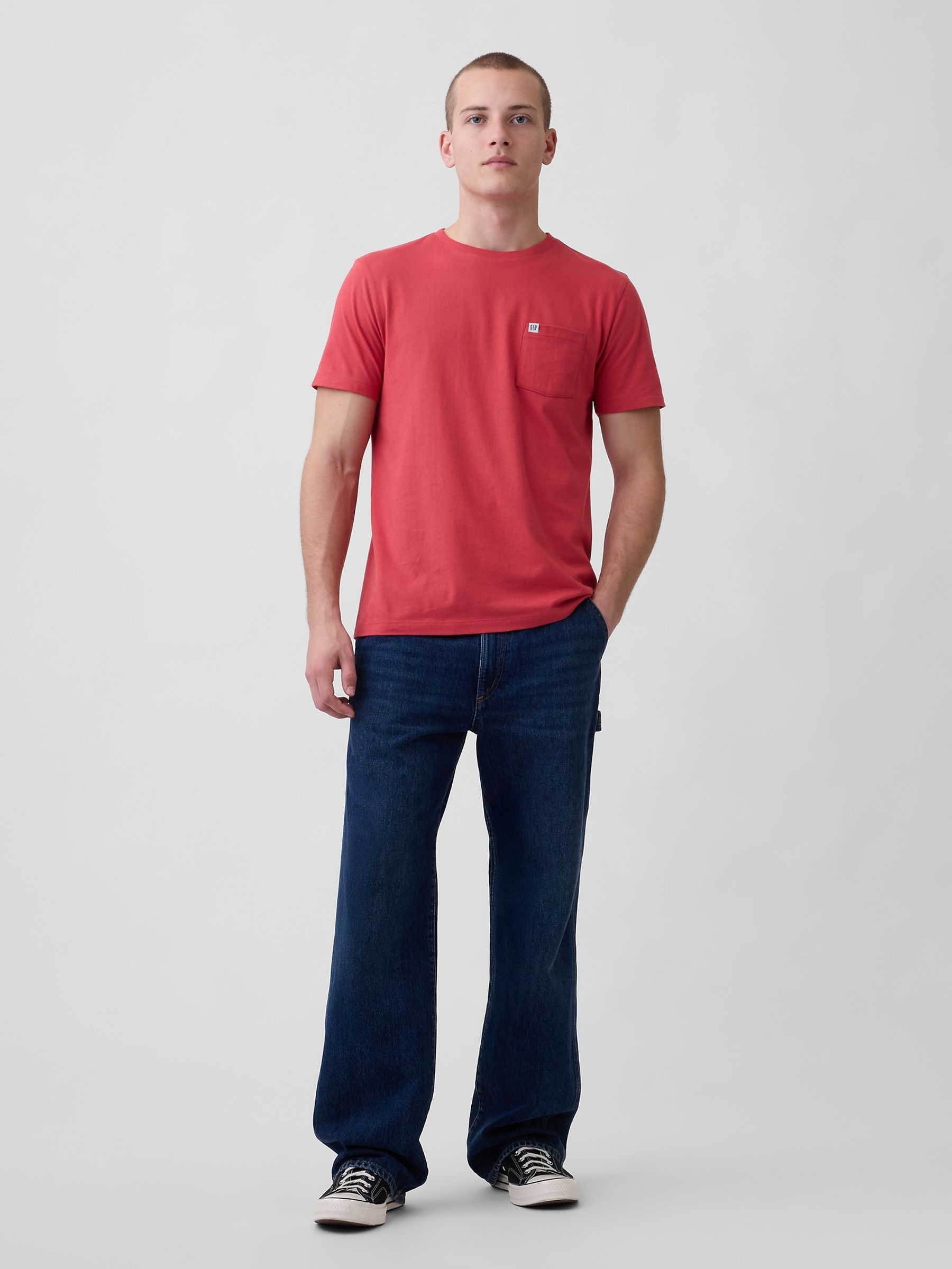 Red Pocket Short Sleeve T-Shirt - Image 3 of 4