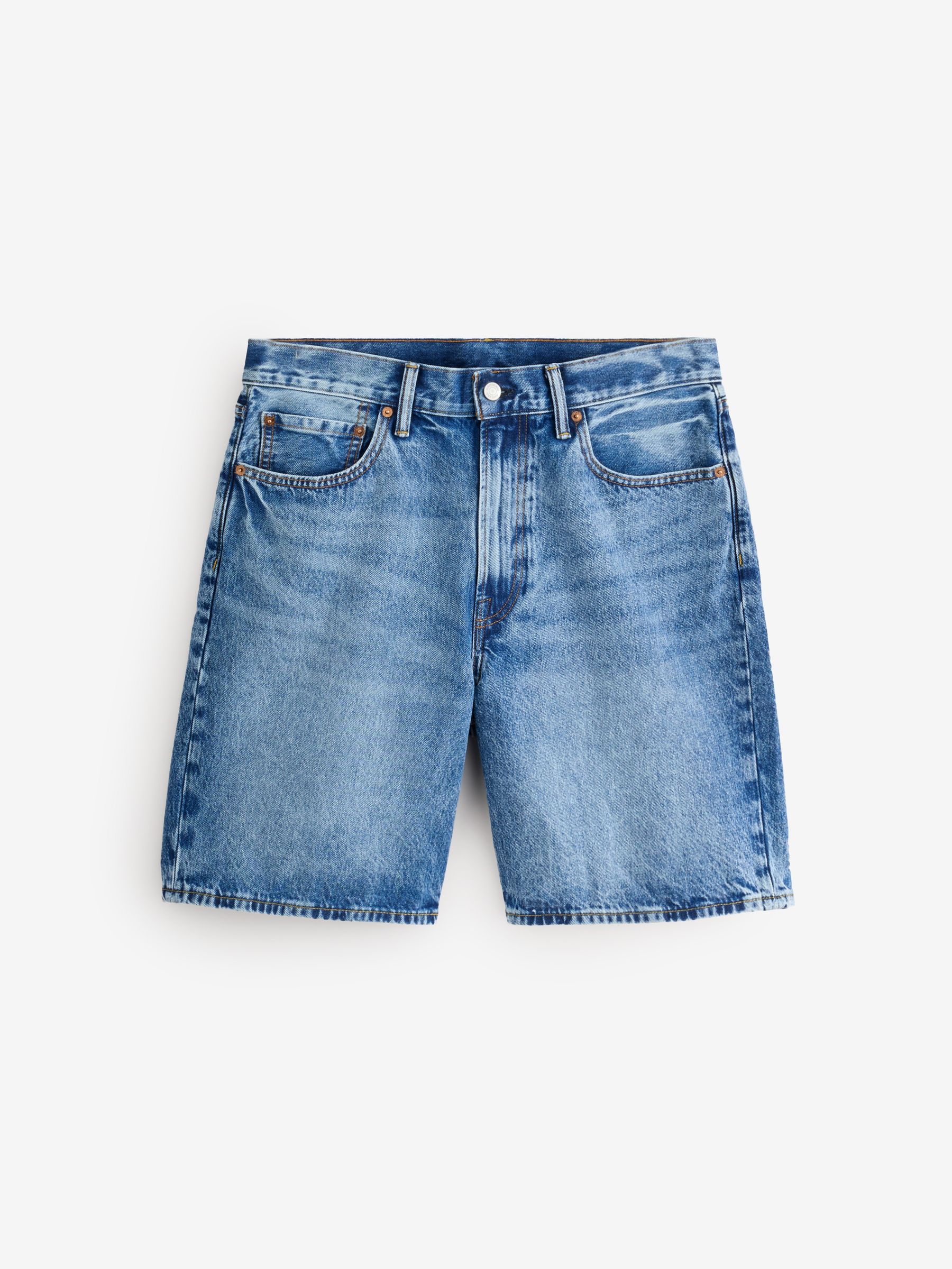 Medium Wash Loose Denim Shorts - Image 1 of 5