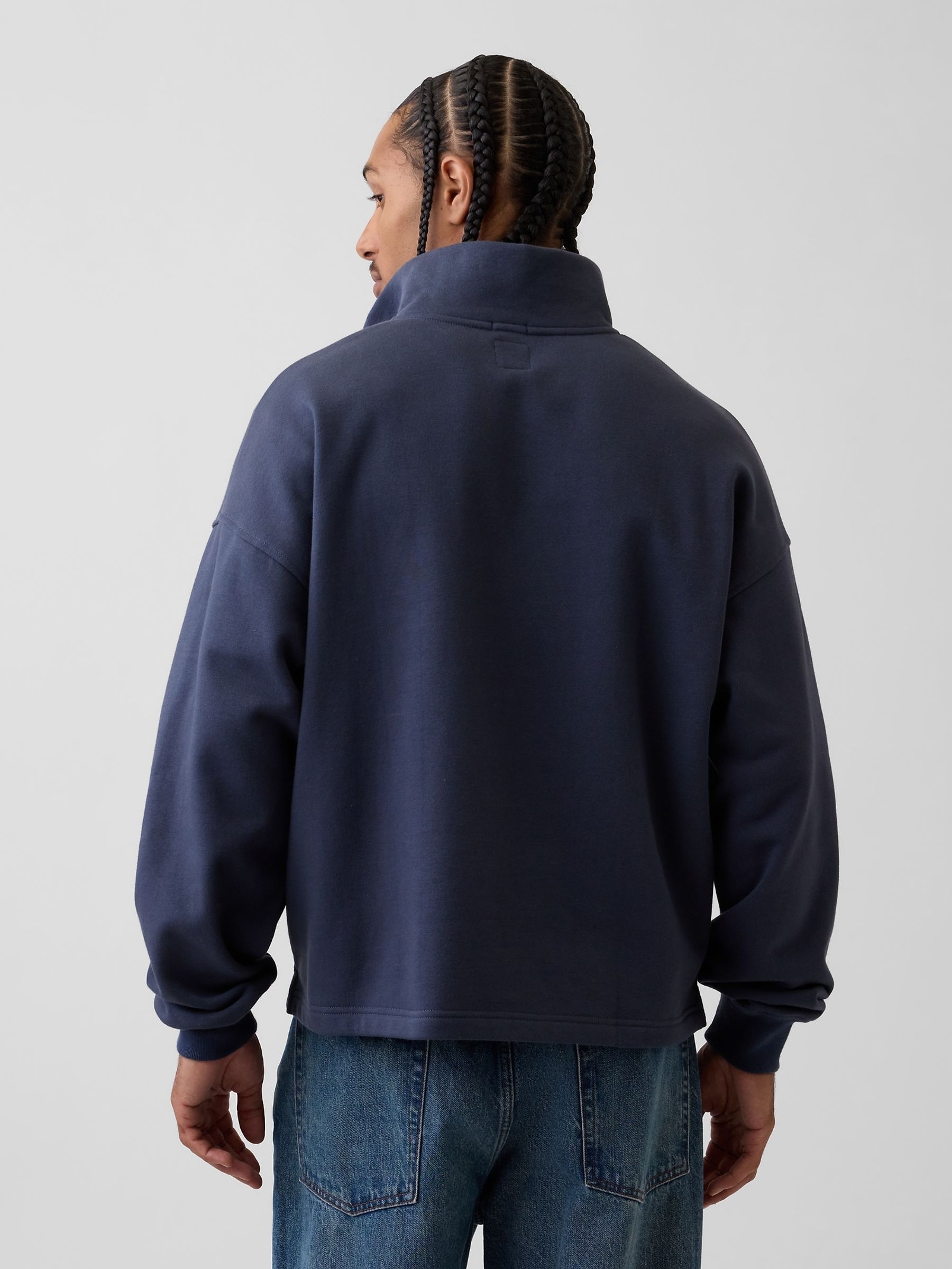 Navy Heavyweight Oversized Logo Quarter-Zip Sweatshirt - Image 2 of 4