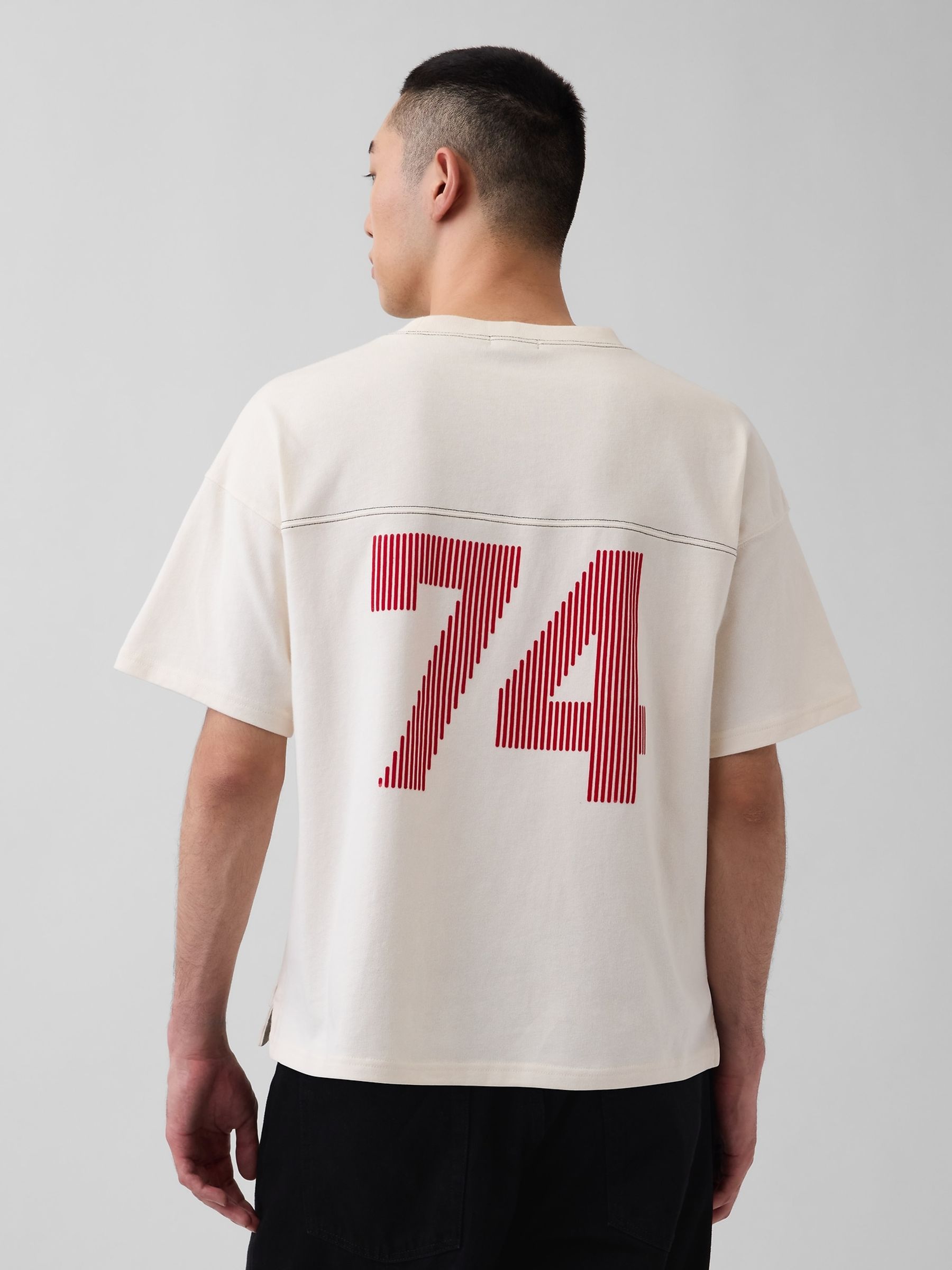 OuiGap Cream Heavyweight Boxy Logo Short Sleeve T-Shirt - Image 2 of 5