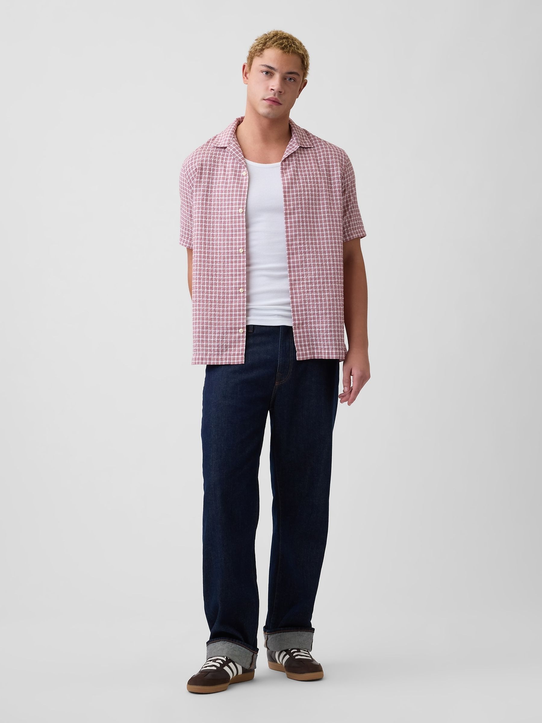 Pink Check Crinkle-Cotton Holiday Shirt - Image 3 of 5