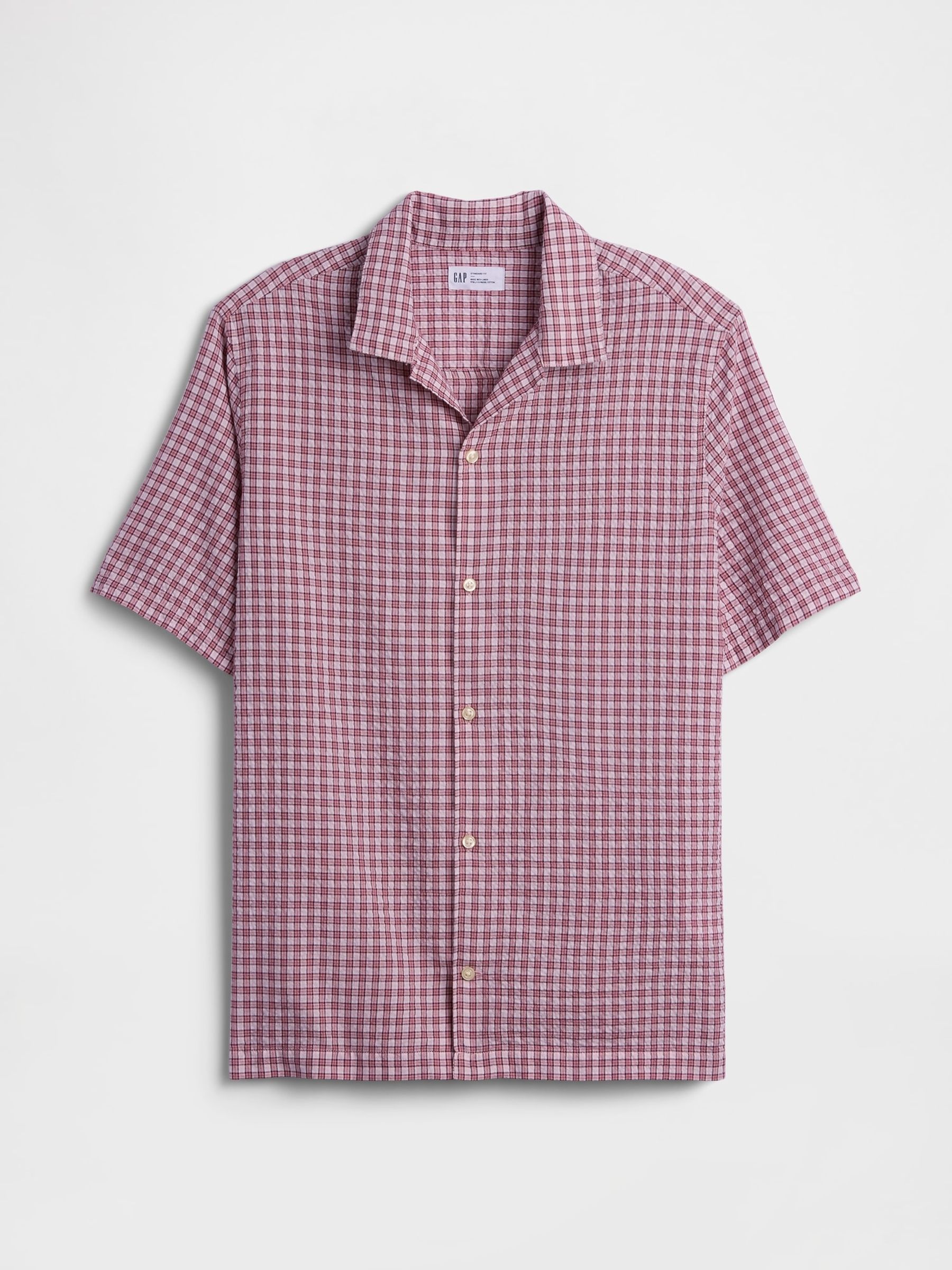 Pink Check Crinkle-Cotton Holiday Shirt - Image 4 of 5