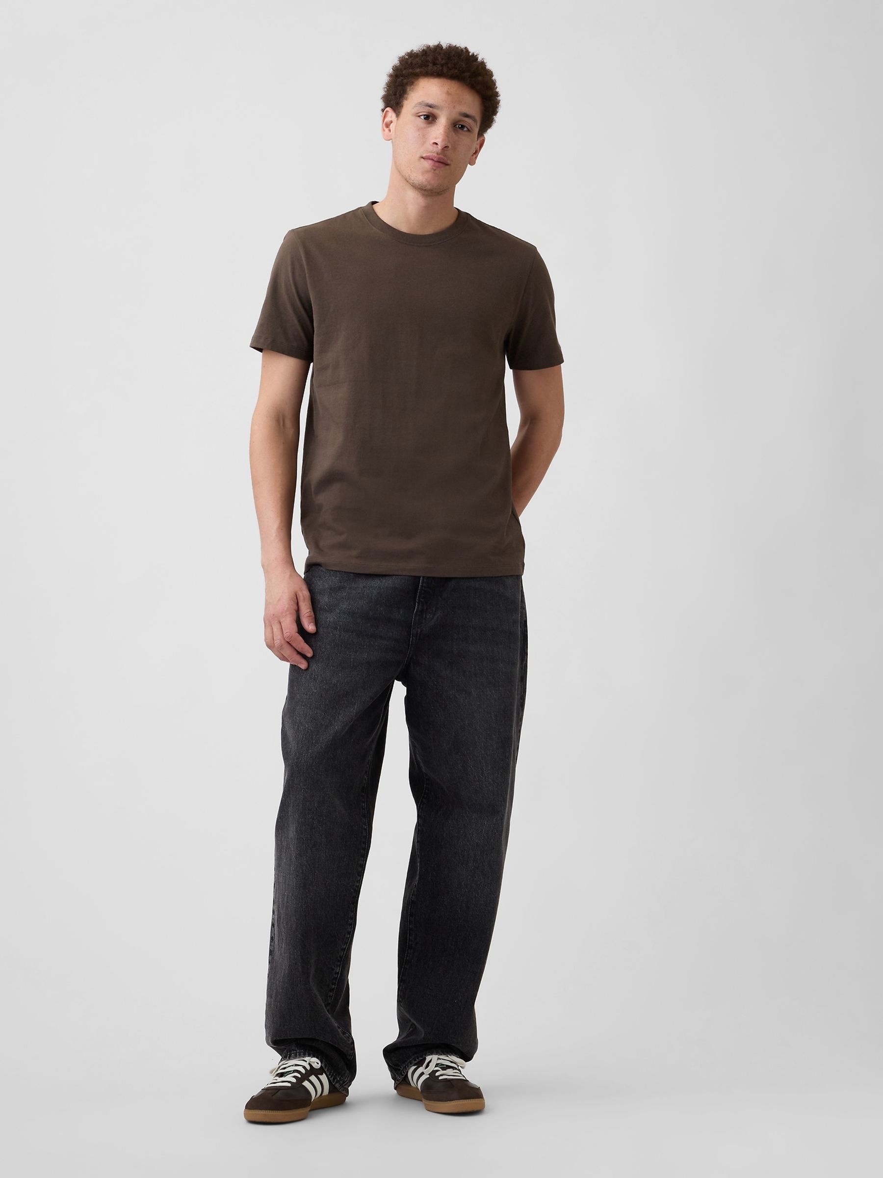 Brown Everyday Soft Crew Neck Short Sleeve T-Shirt - Image 3 of 5