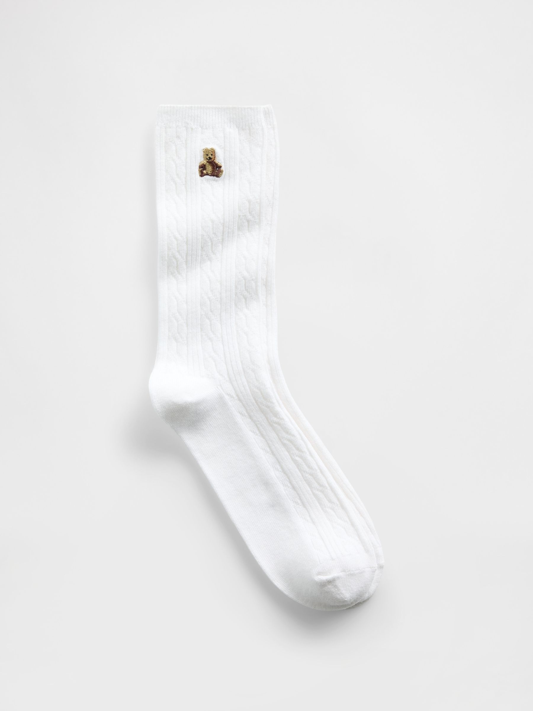White Brannan Bear Cable-Knit Crew Socks - Image 1 of 2
