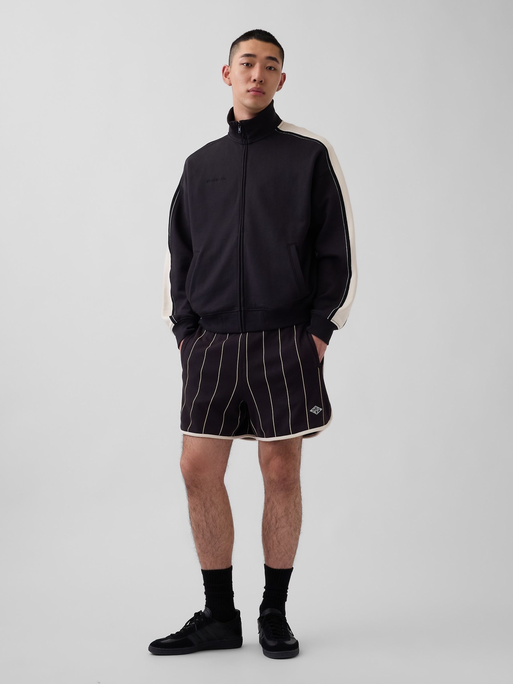 OuiGap Black Stripe Vintage Soft French Terry Sweat Shorts - Image 1 of 3