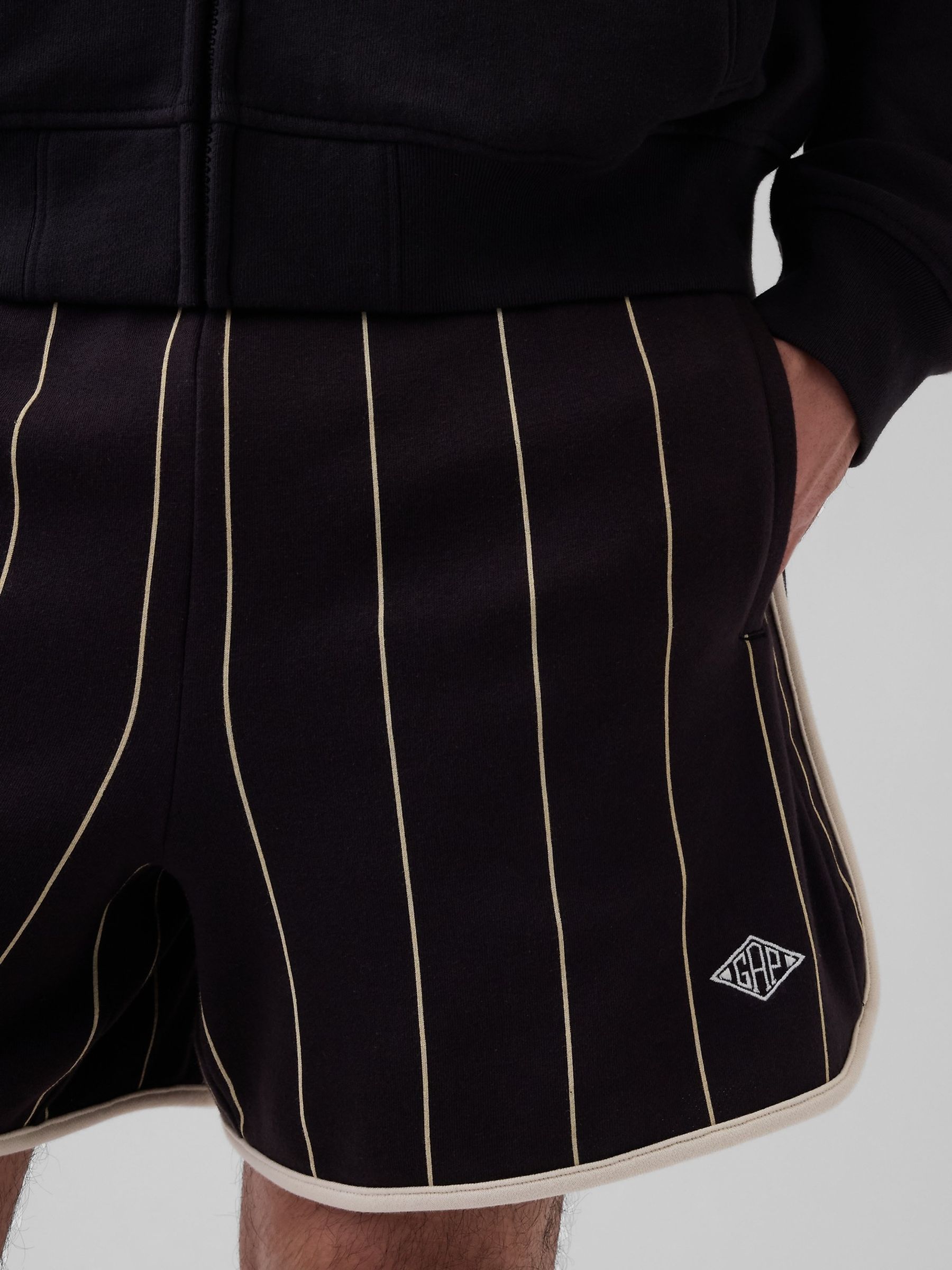 OuiGap Black Stripe Vintage Soft French Terry Sweat Shorts - Image 3 of 3