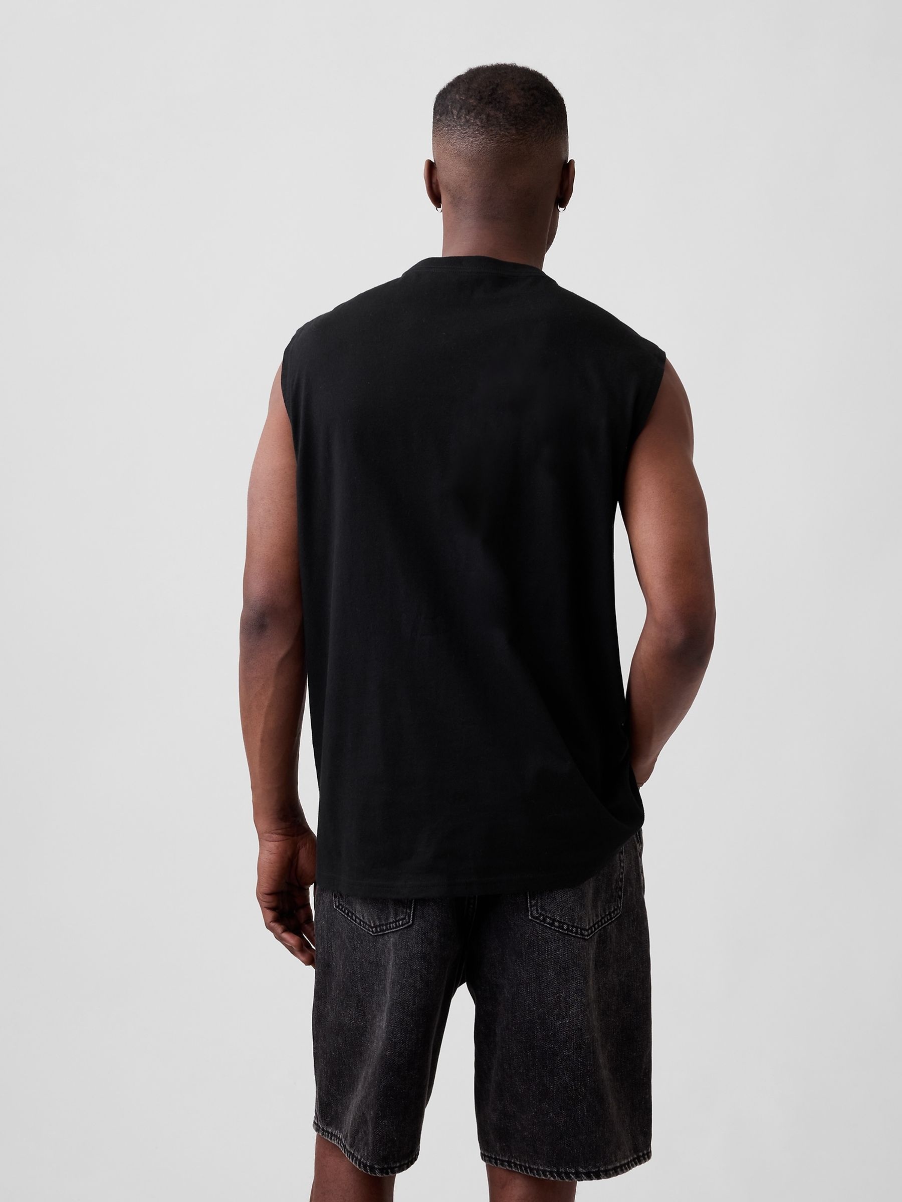 Black Everyday Soft Relaxed Muscle Vest - Image 2 of 5