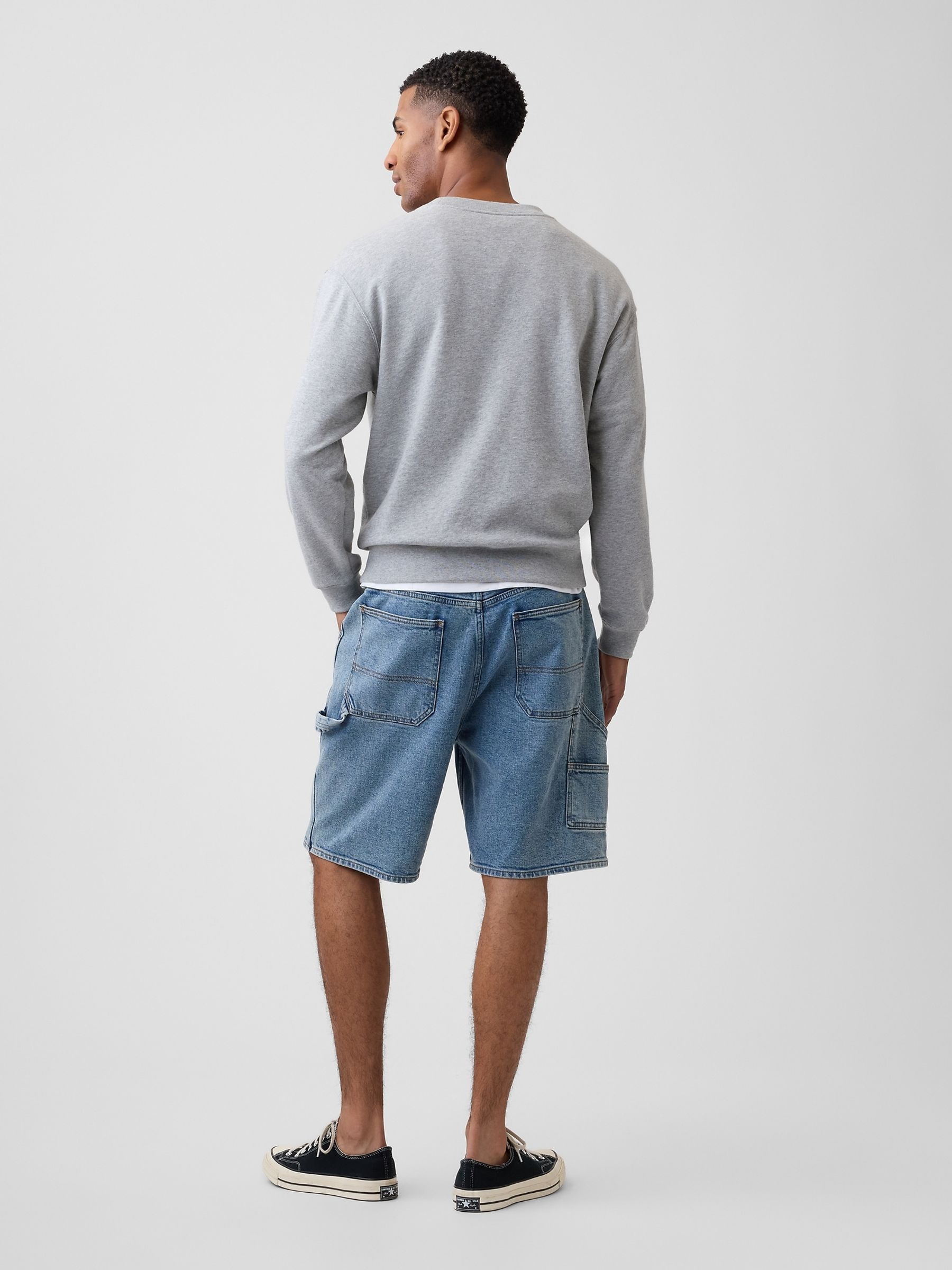 Medium Wash 9 inch Denim Carpenter Shorts - Image 2 of 6 Medium Wash 9 inch Denim Carpenter Shorts - Image 2 of 6
