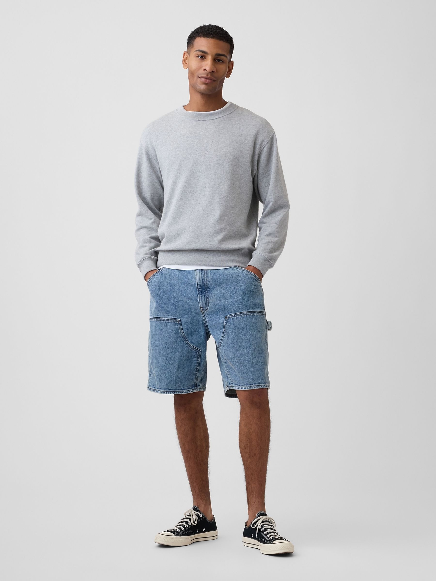 Medium Wash 9 inch Denim Carpenter Shorts - Image 3 of 6