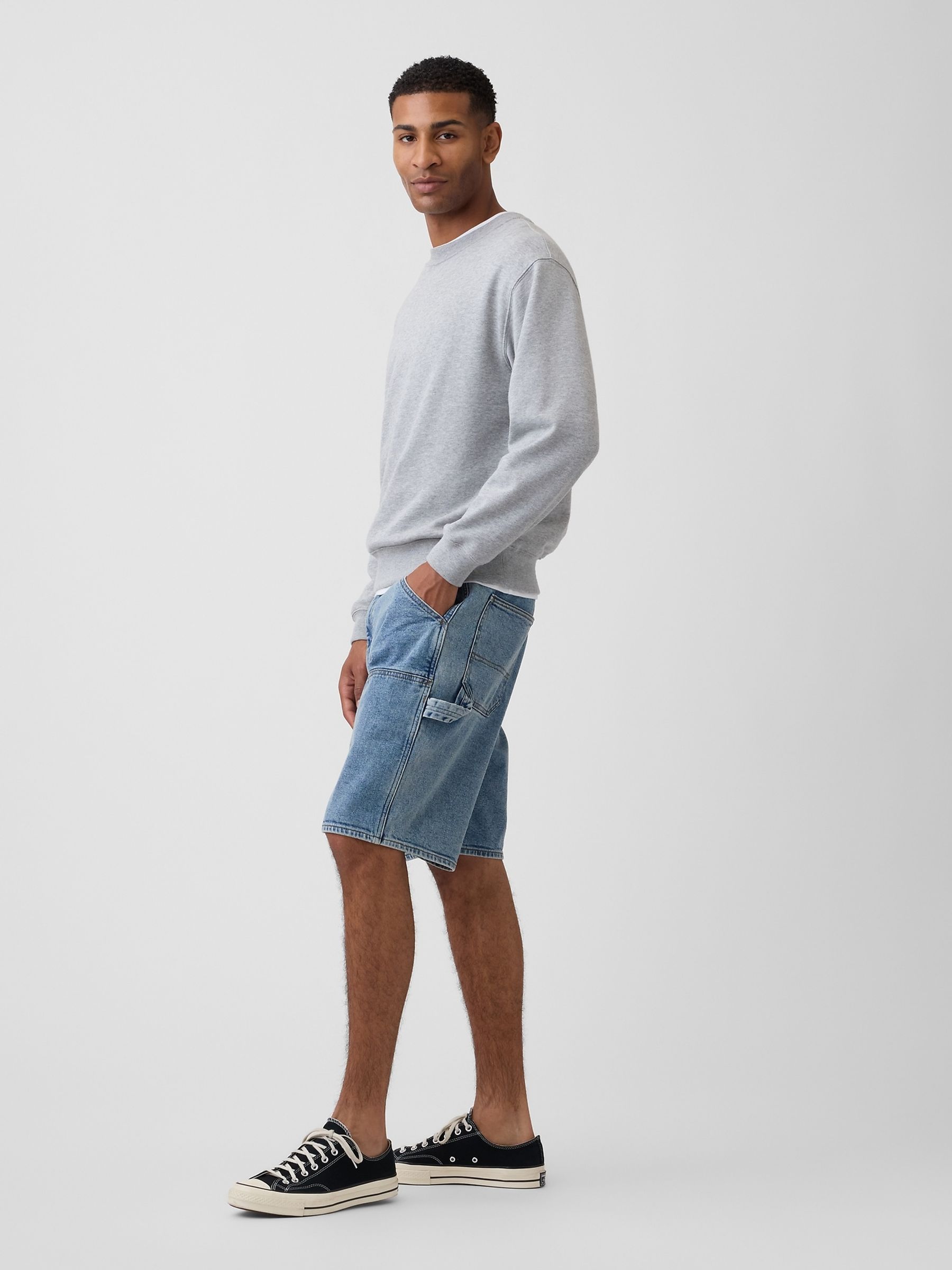 Medium Wash 9 inch Denim Carpenter Shorts - Image 4 of 6