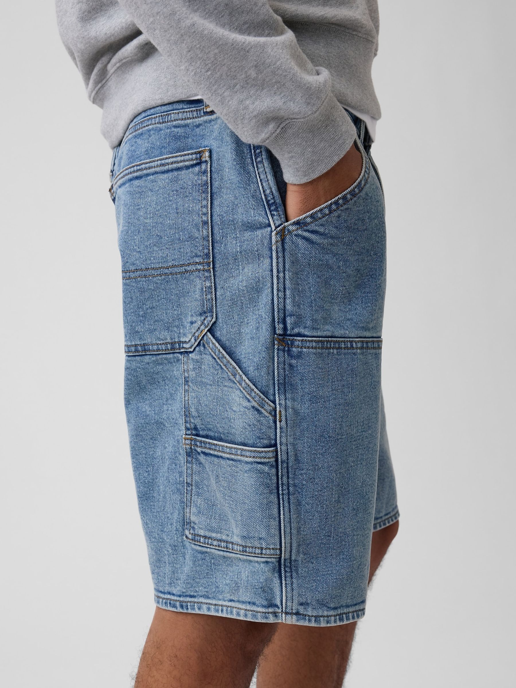 Medium Wash 9 inch Denim Carpenter Shorts - Image 5 of 6