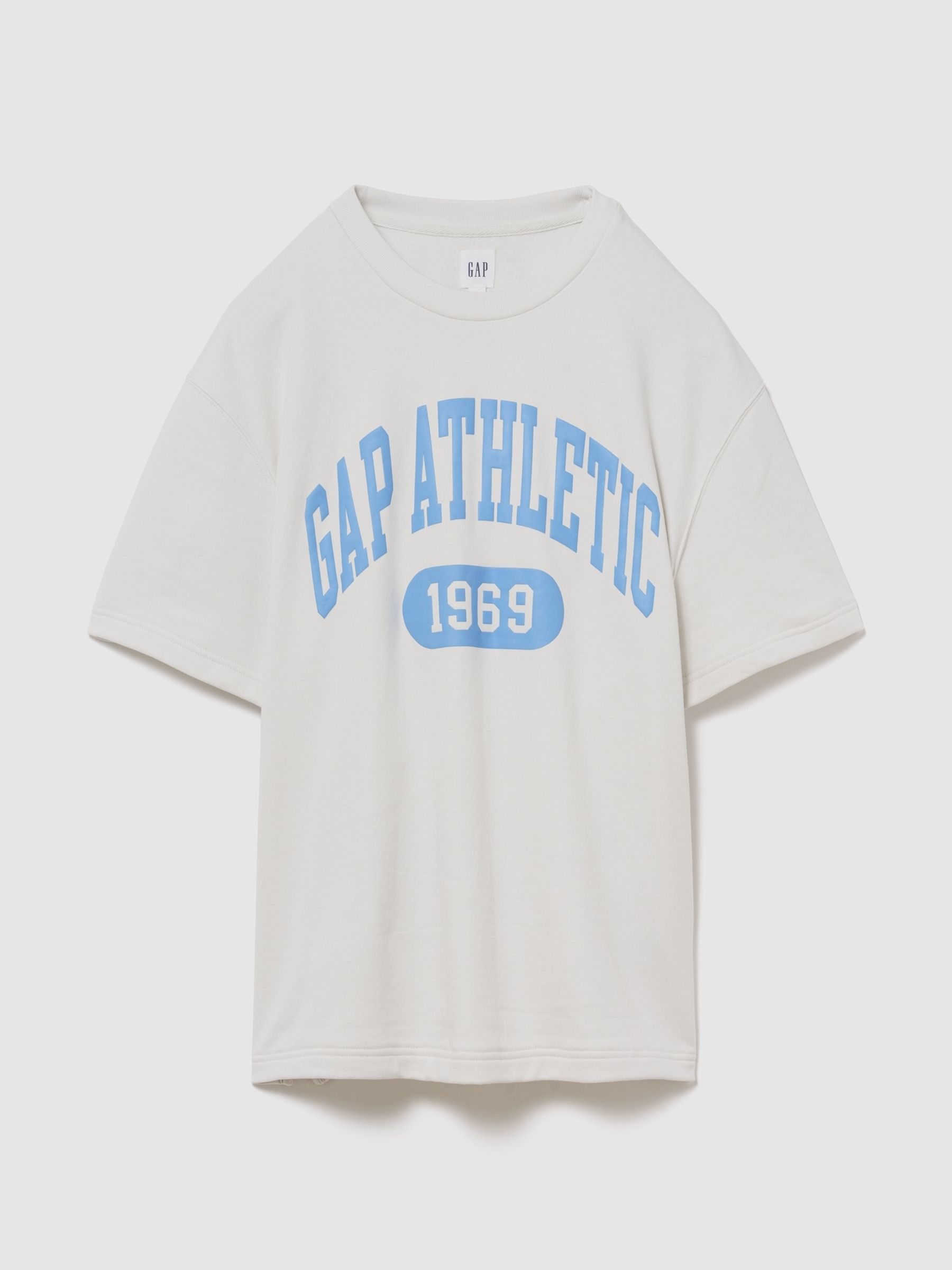 White Relaxed French Terry Graphic Short Sleeve T-Shirt - Image 1 of 2